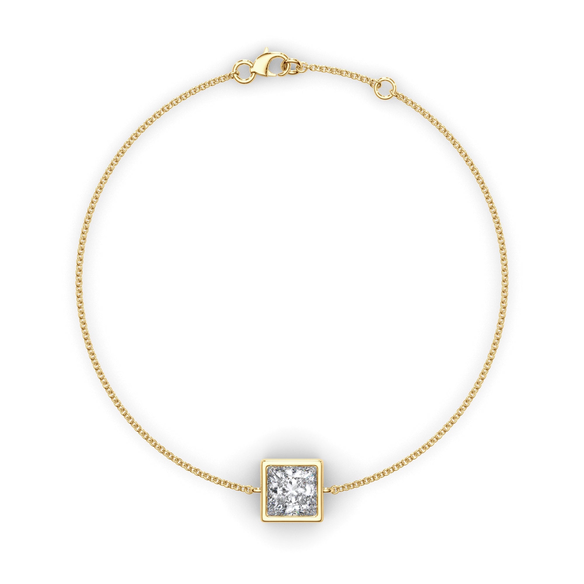 Princess Cut Diamond Bezel Set Bracelet