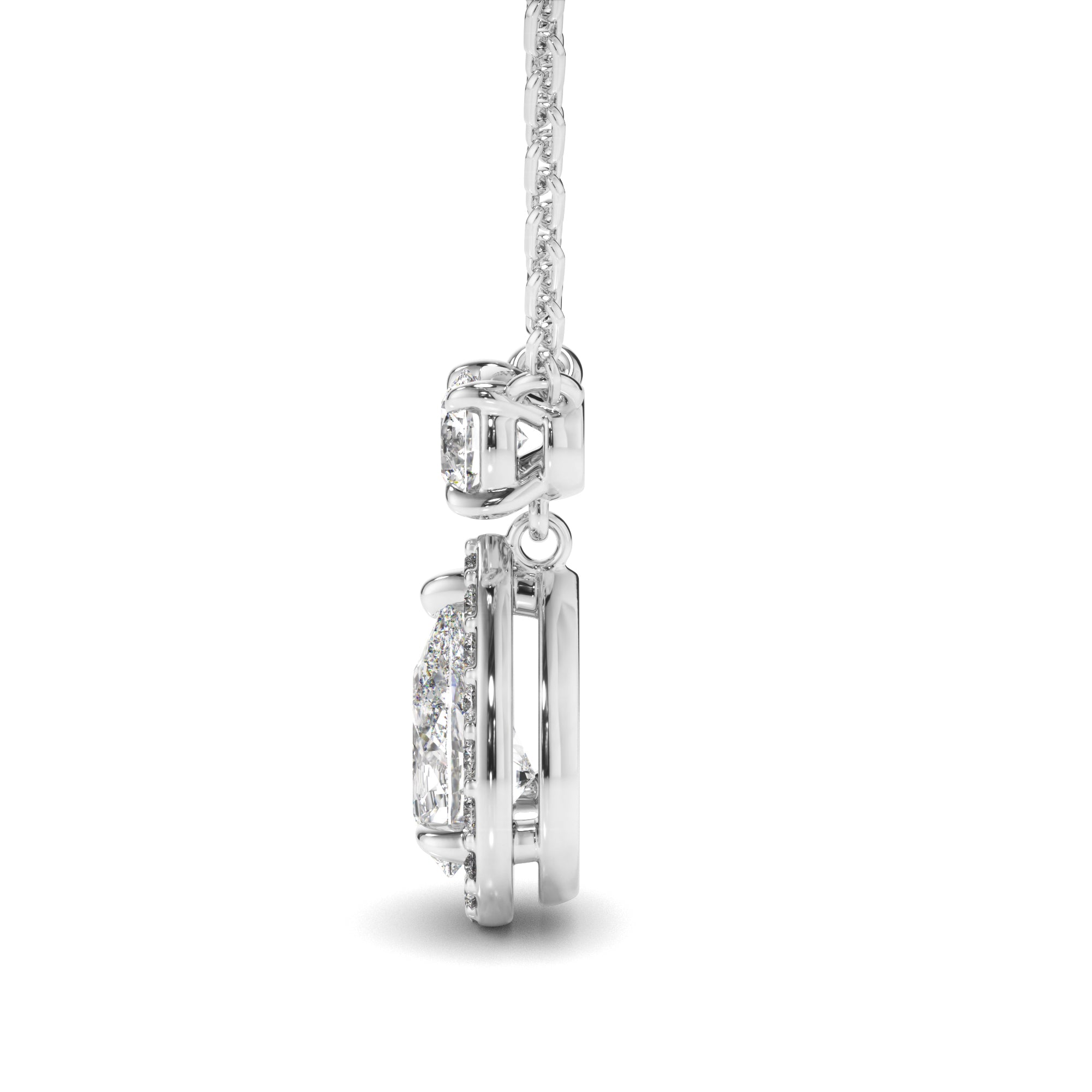 Pear Cut Diamond Halo Drop Pendant