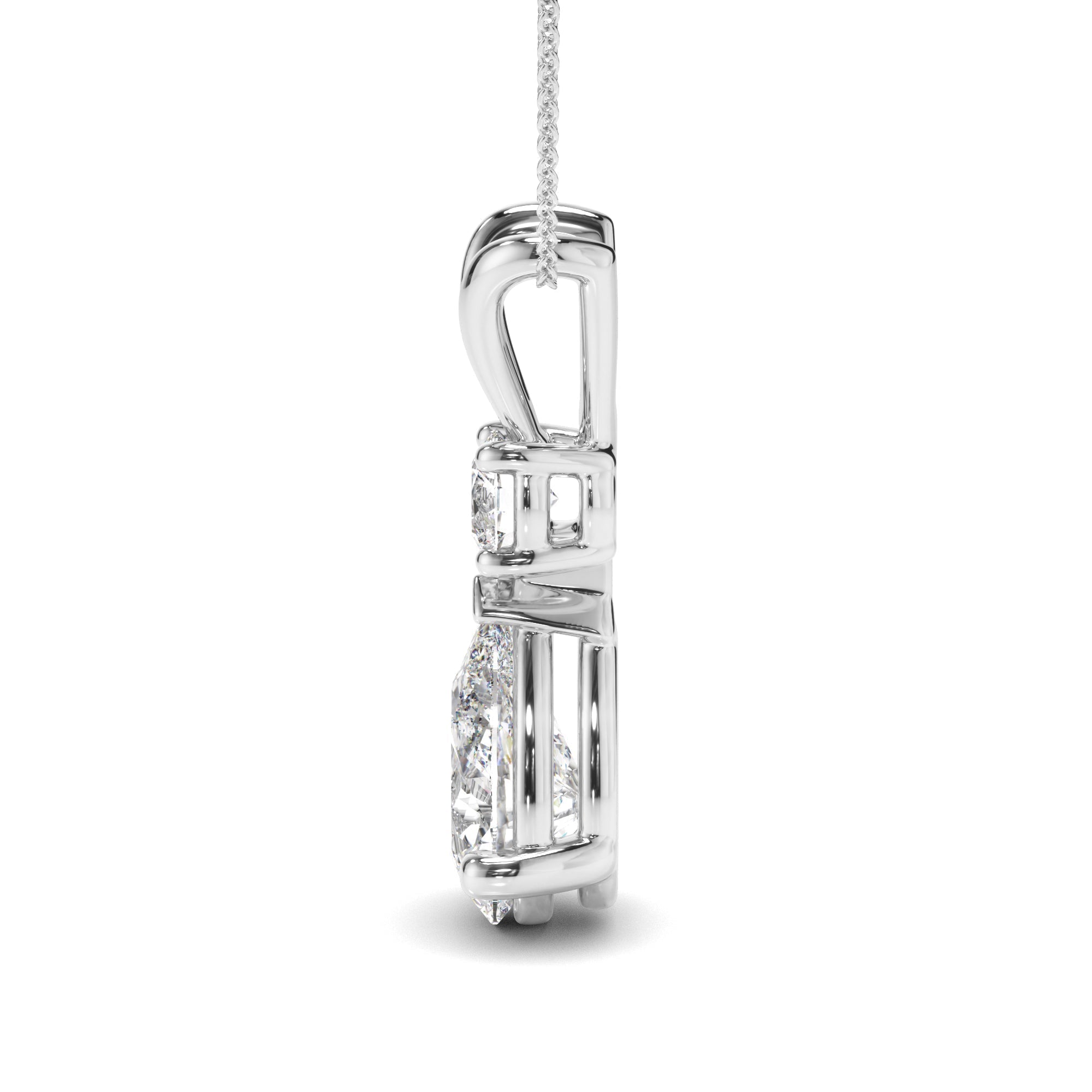 Pear & Round Brilliant Cut Diamond Drop Pendant