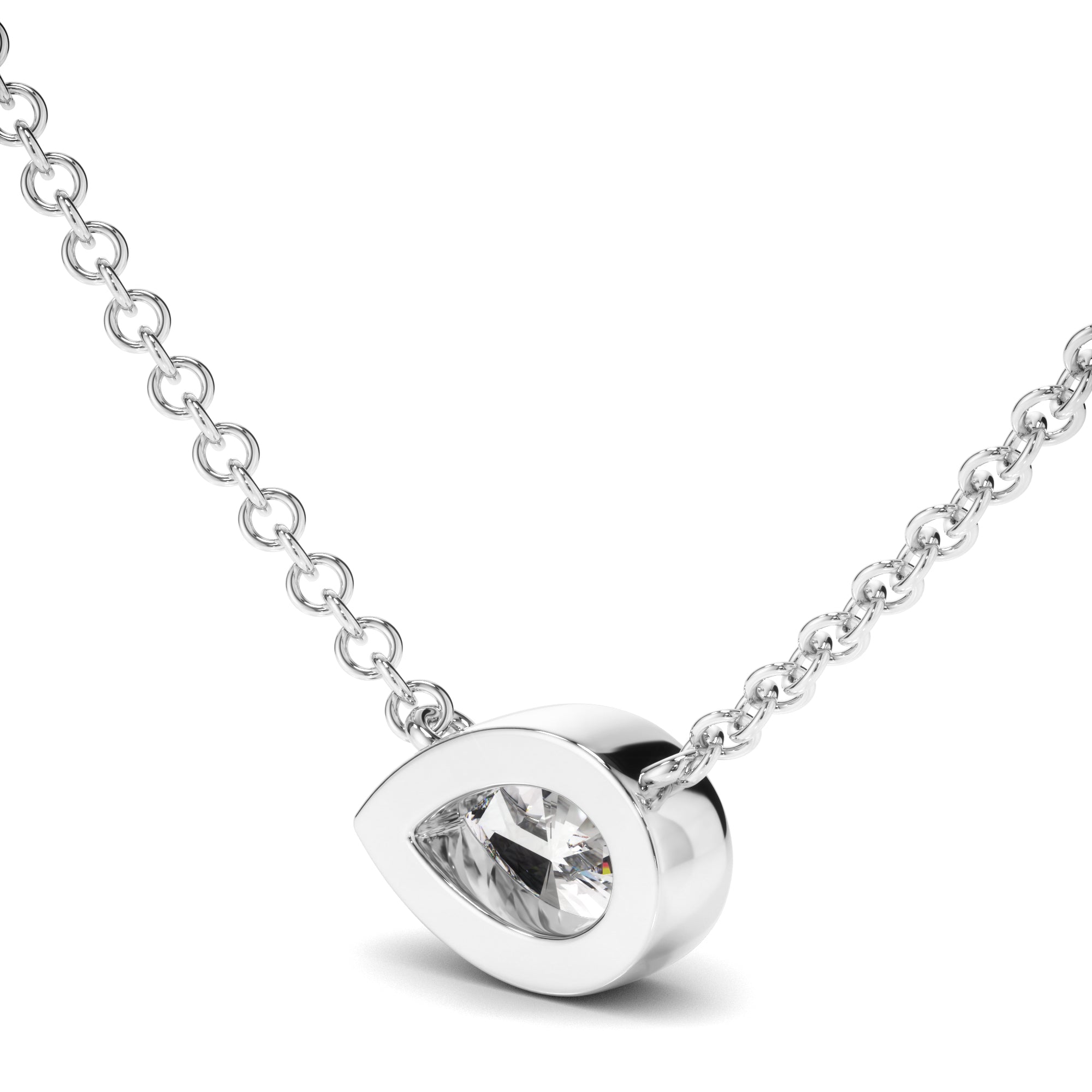 East West Pear Cut Diamond Bezel Set Necklet