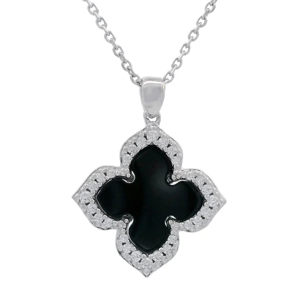 Georgini Midnight Velvet Black Agate Fairwater Pendant Silver