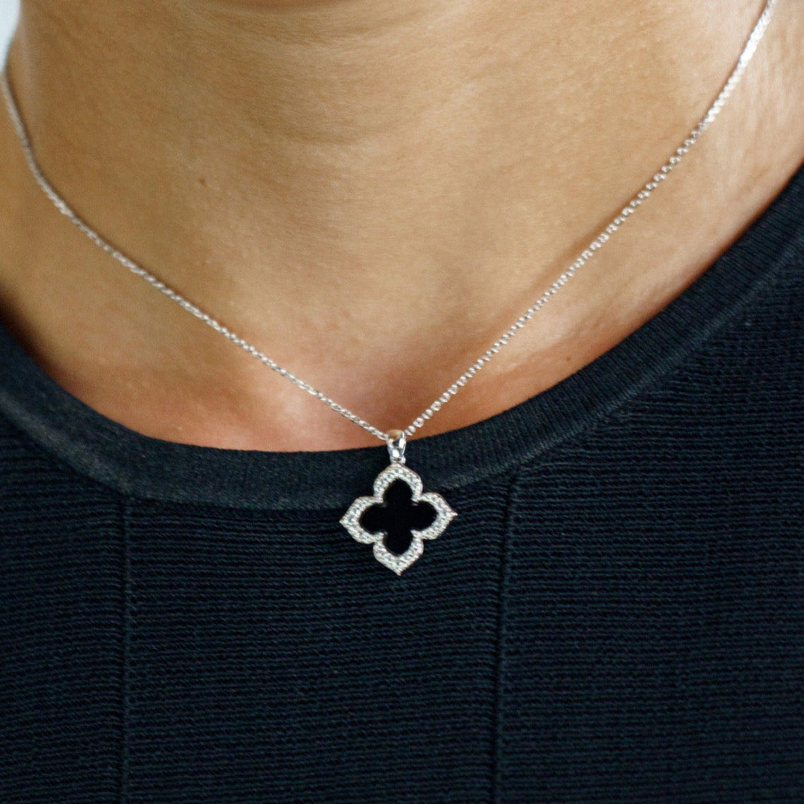 Georgini Midnight Velvet Black Agate Fairwater Pendant Silver