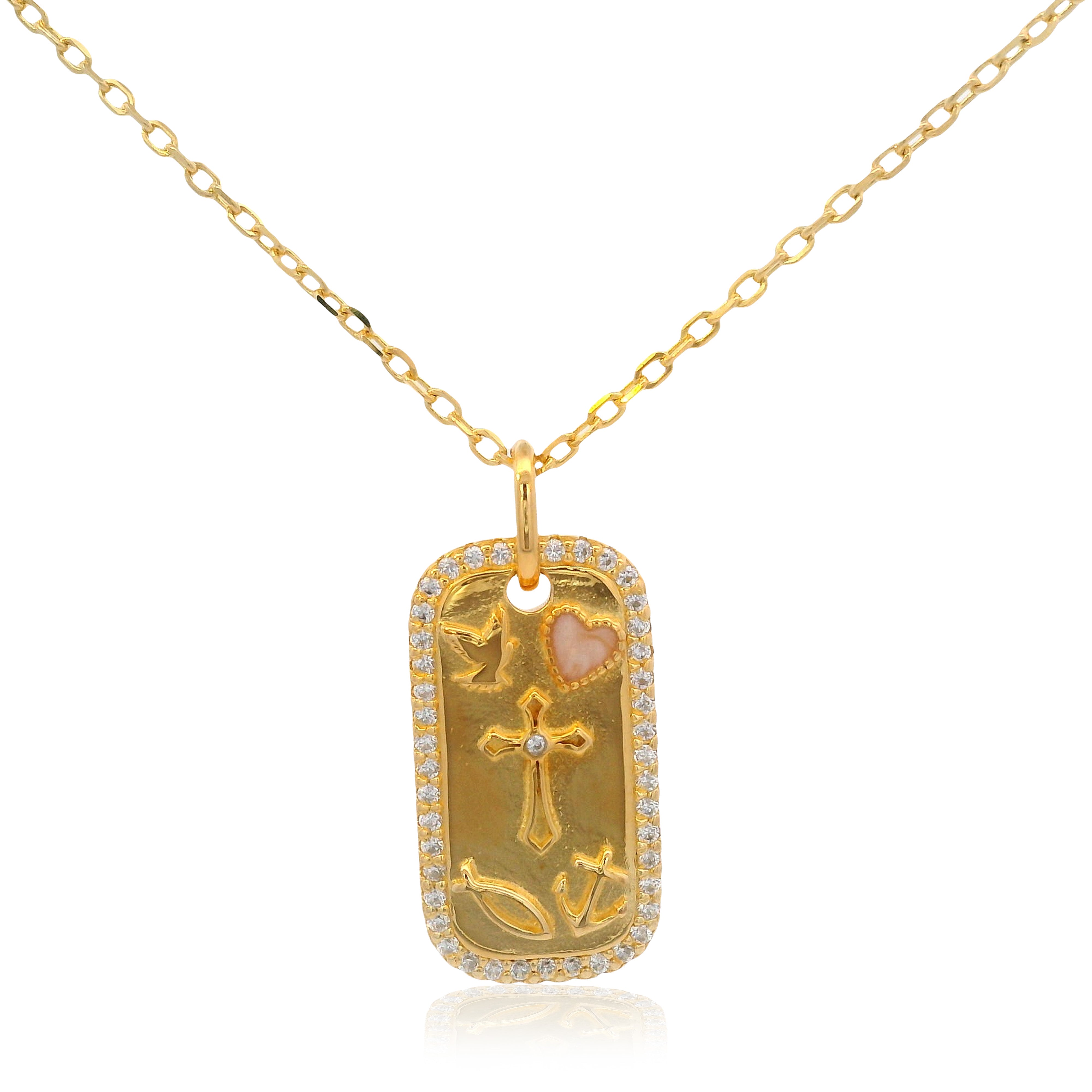 Georgini Forever Hearts Club Faith Hope Love Pendant Gold