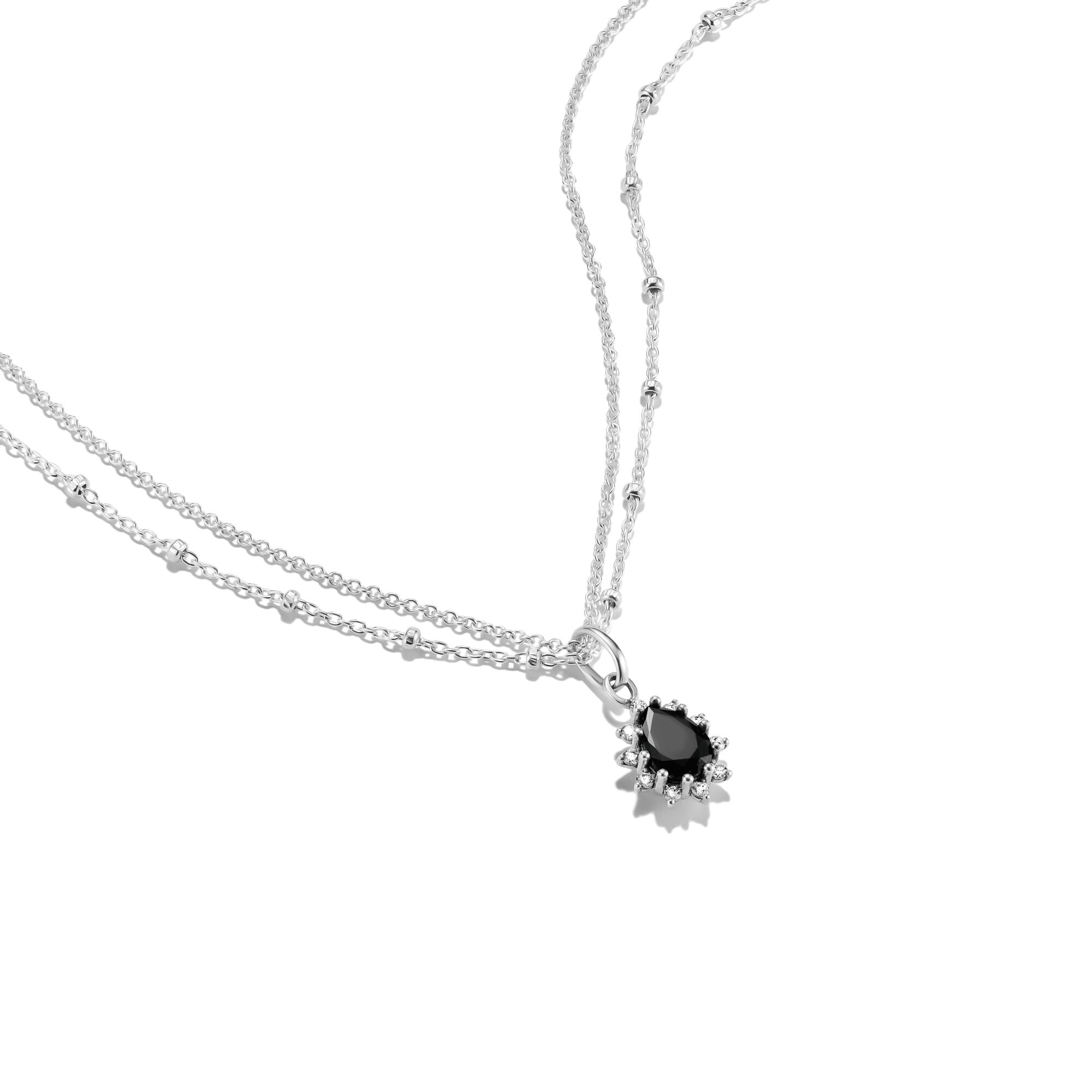 THOMAS SABO Black Stone Drop Necklace
