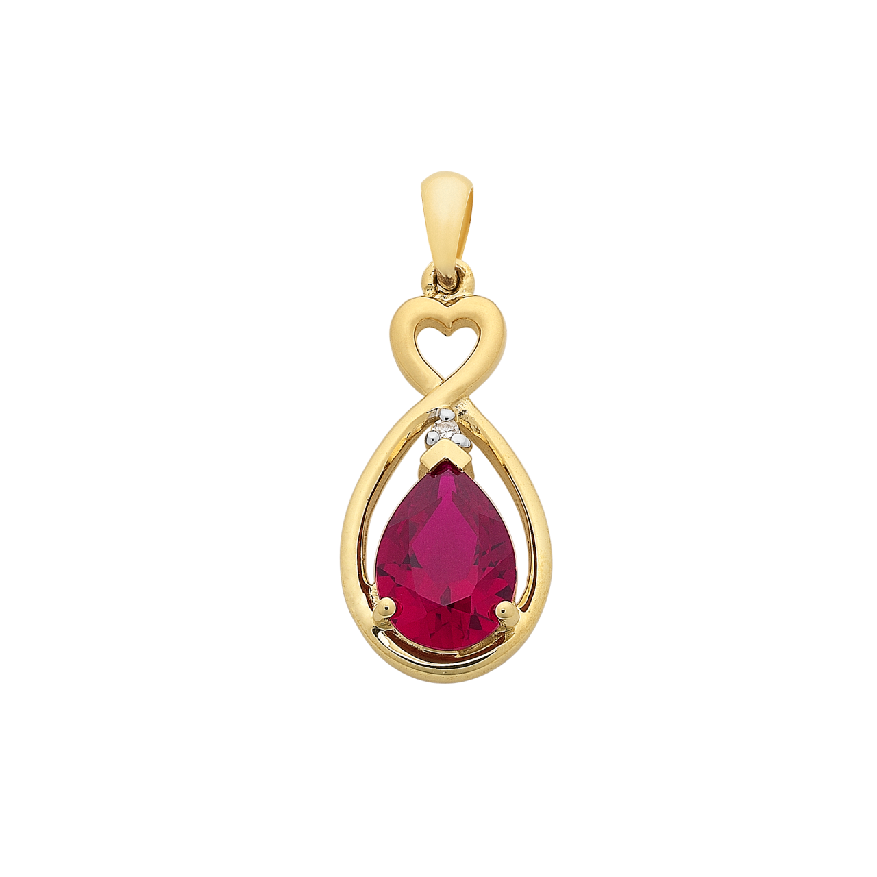 9ct gold created ruby & diamond pendant