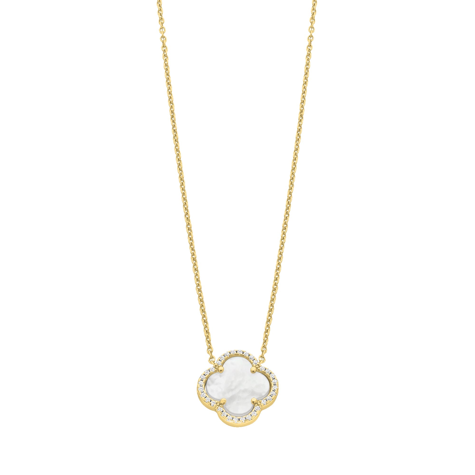 Gold-Plated Sterling Silver Mother Of Pearl & Cubic Zirconia Necklace