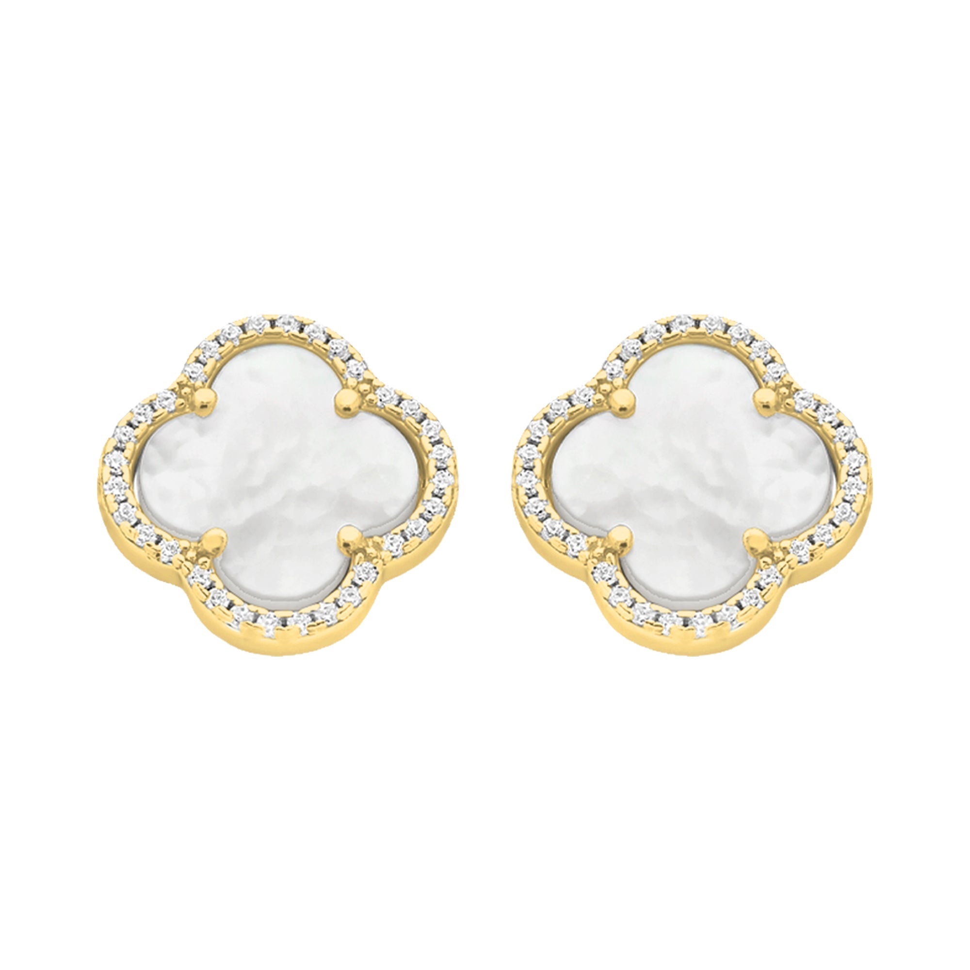 Gold-Plated Sterling Silver Mother Of Pearl & Cubic Zirconia Earrings
