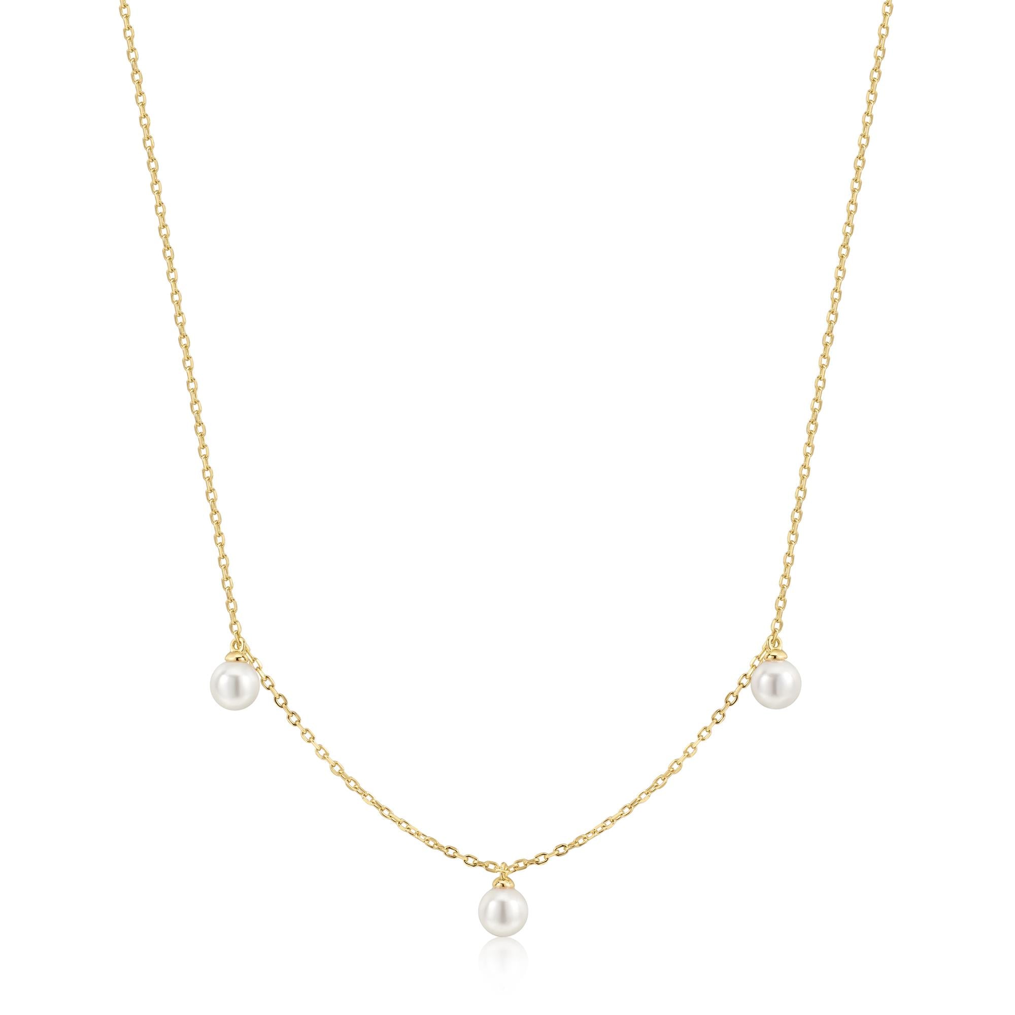 Ania Haie Triple Shell Pearl Station Necklace