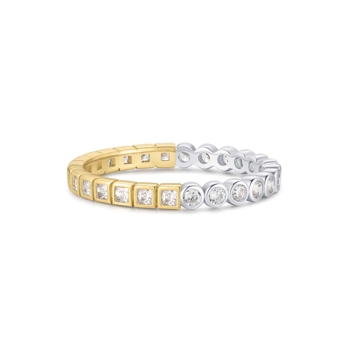Two-Tone Square and Circle Bezel Ring