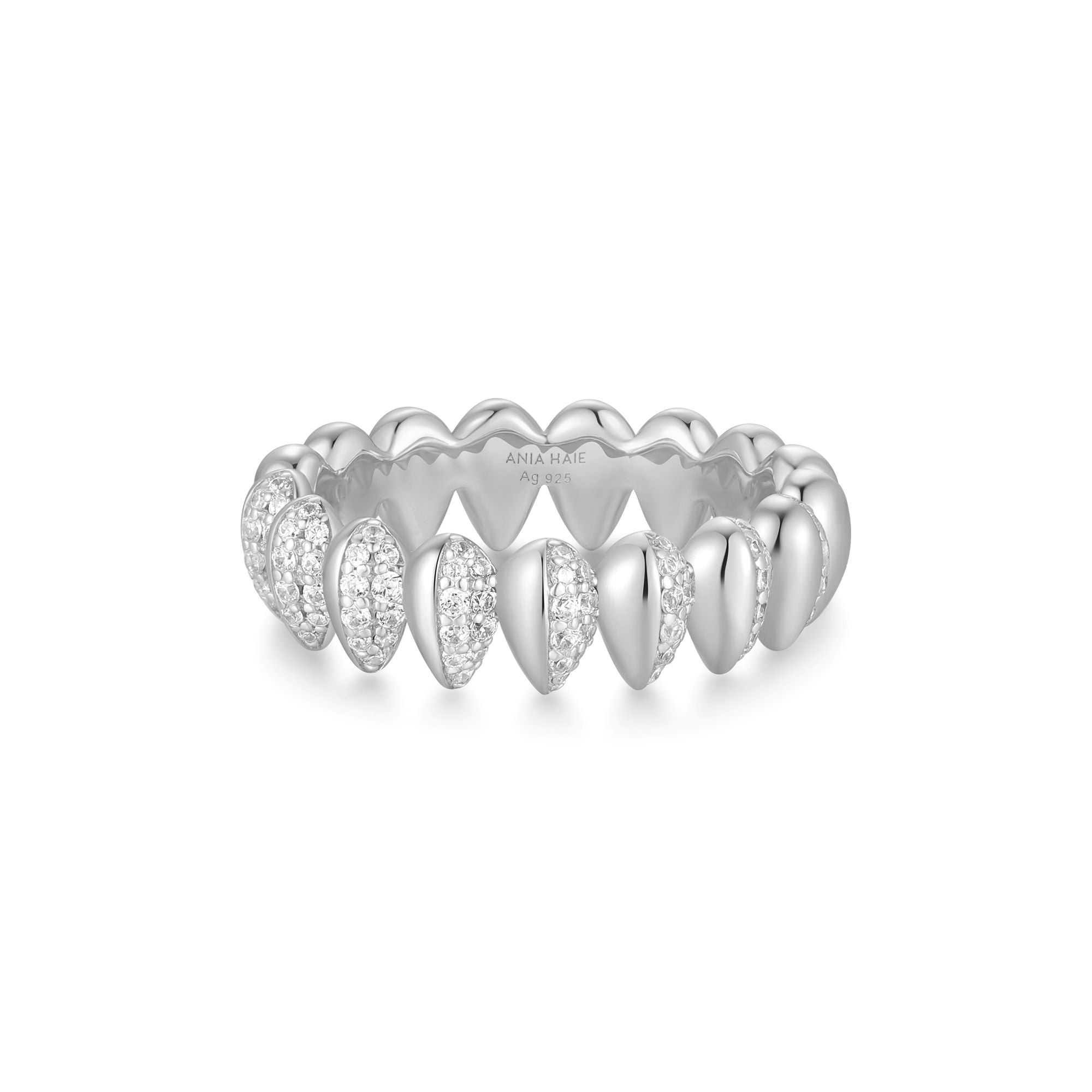 Ania Haie Silver Sparkling Puffy Spike Ring