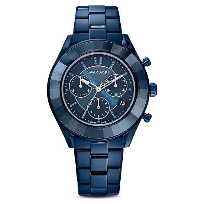 Swarovski Octea Lux Sport watch Swiss Made, Metal bracelet, Blue, Blue finish
