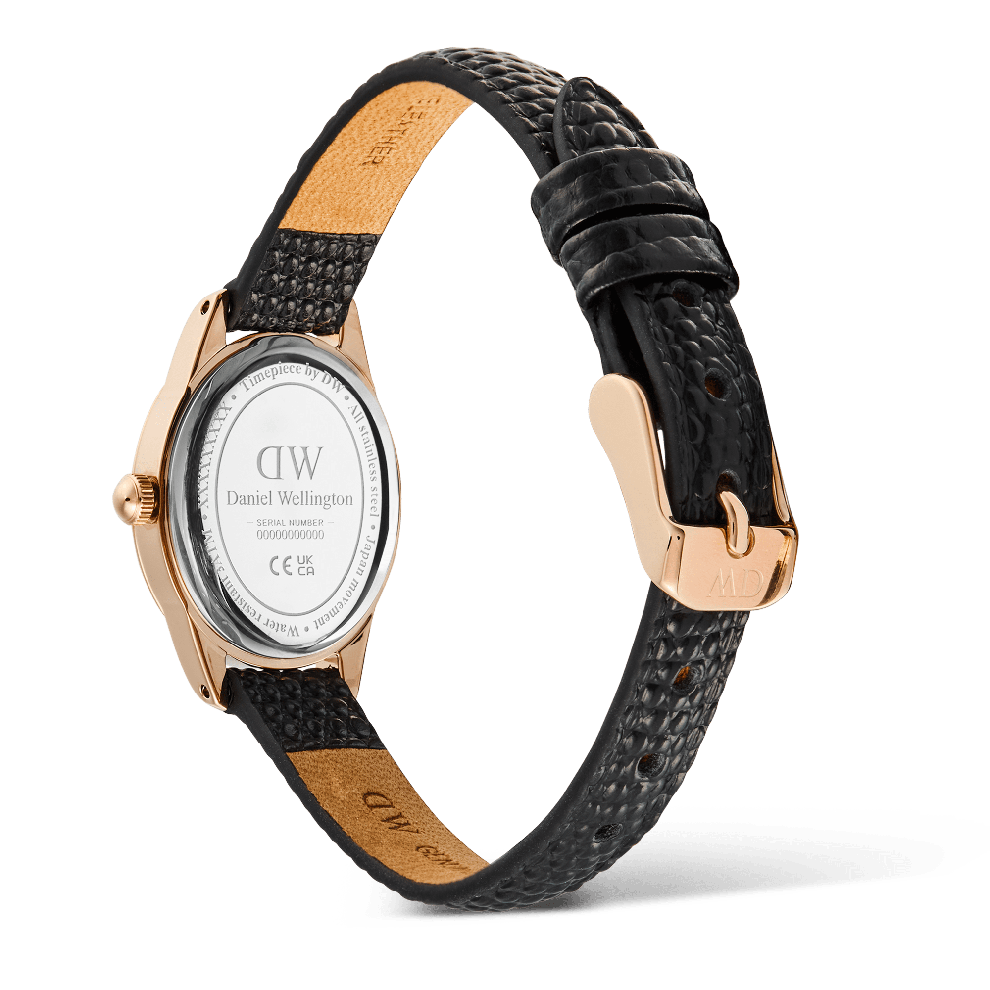 Daniel Wellington Ophelia Mini Black Lizard White Guilloché Rose Gold