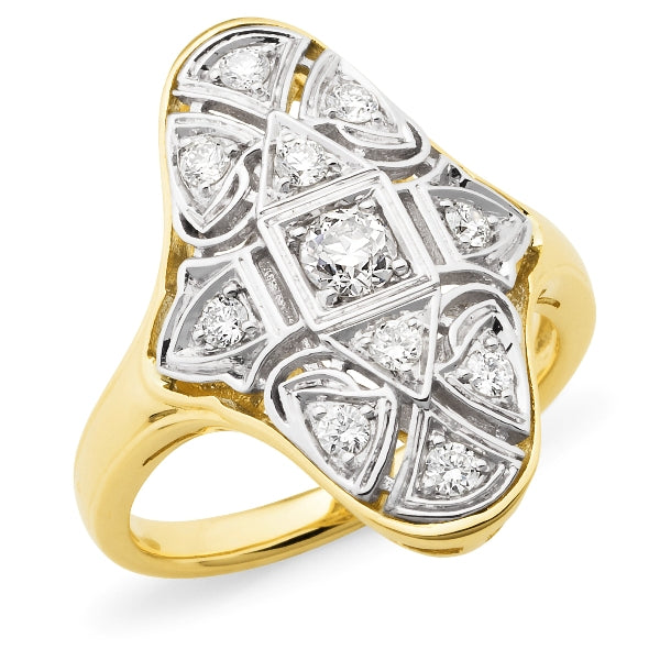 Elsie' Fancy Diamond Ring in 9ct White & Yellow Gold