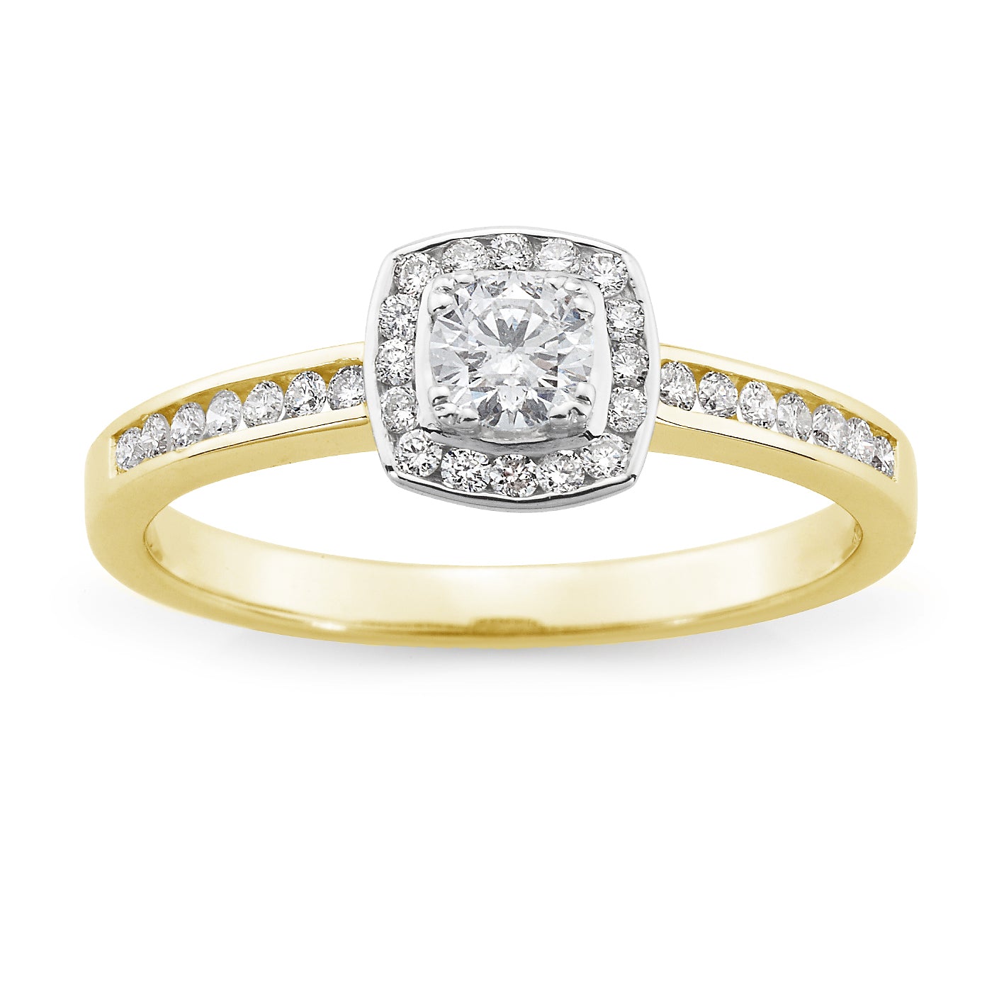 18ct Yellow Gold Brilliant Cut 0.42ct Diamond Halo Engagement' Ring