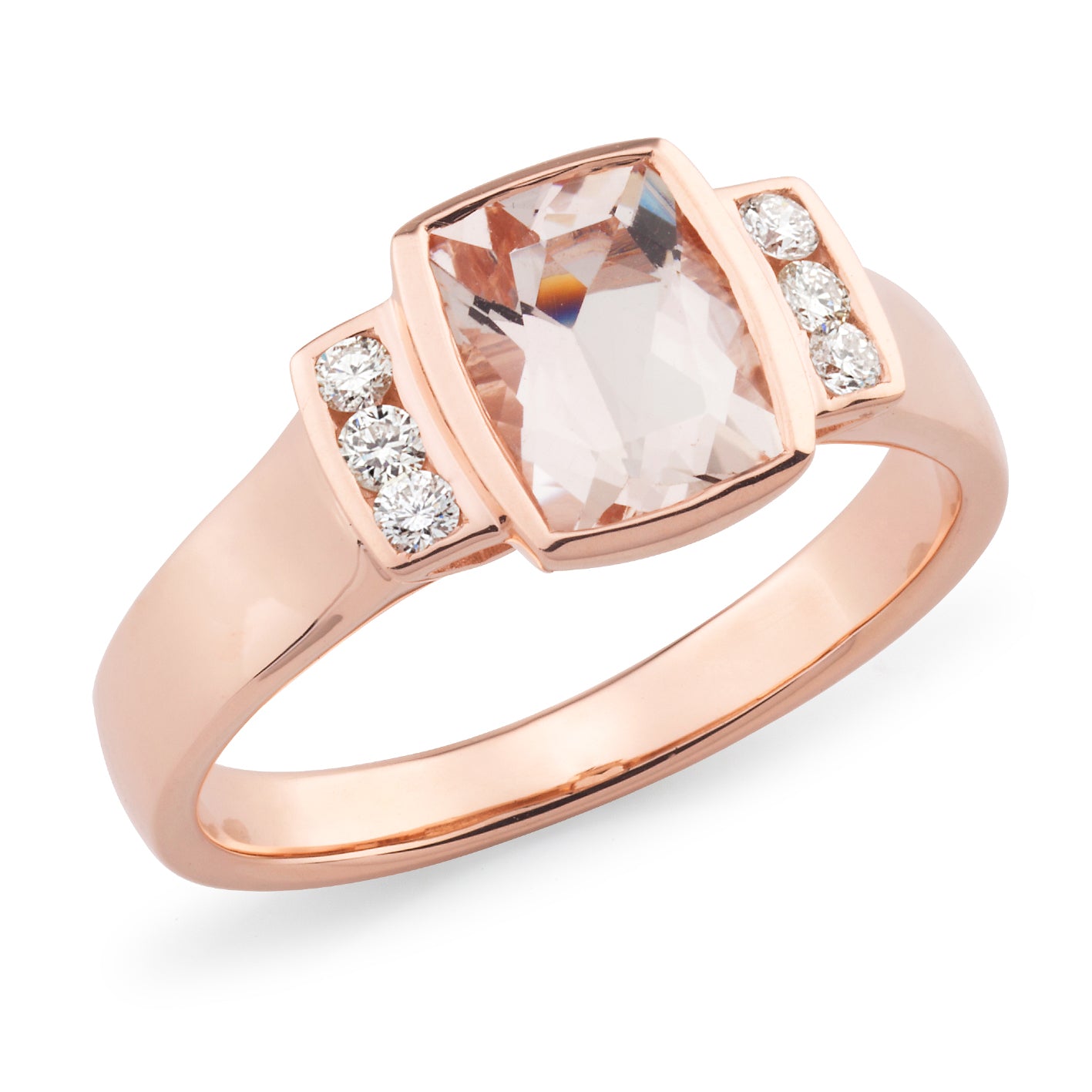 Molly' Morganite & Diamond Ring in 9ct Rose Gold