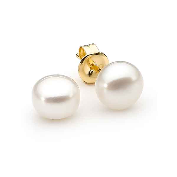 12mm Freshwater Pearl Stud Earrings 9ct Yellow Gold