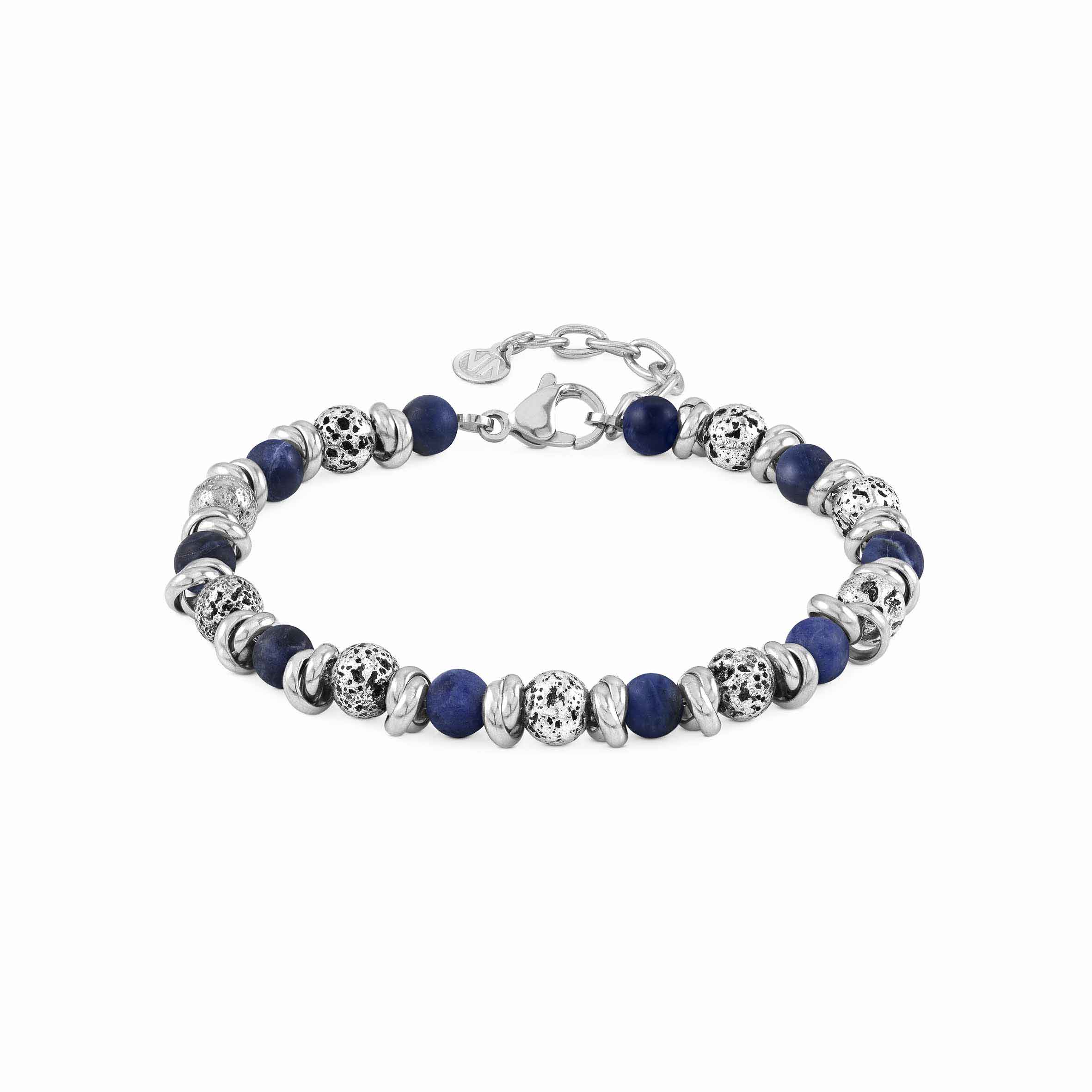 Nomination Instinct Bracelet 027919/034 Stainless Steel With Lava Stones & Blue Sodalite