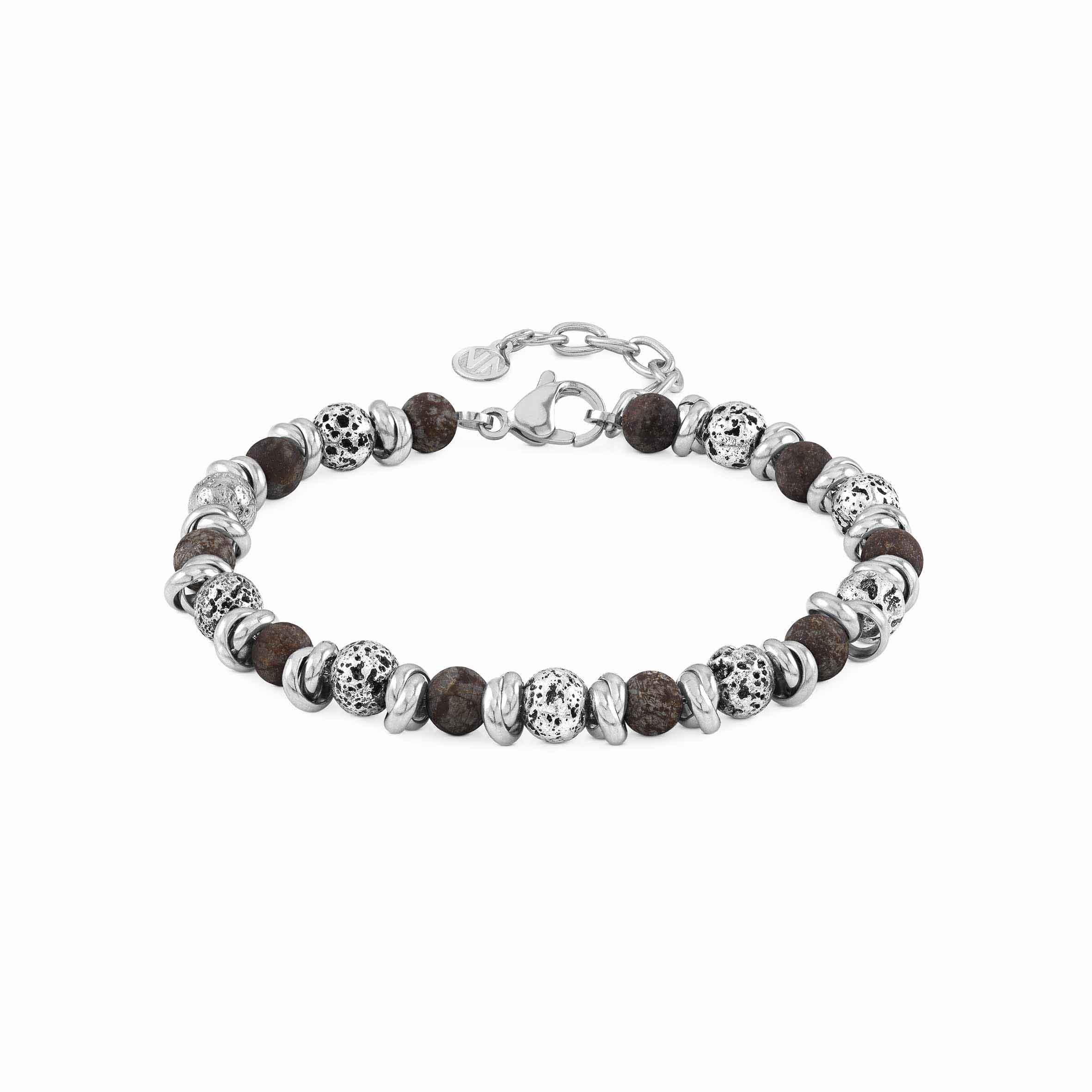 Nomination Instinct Bracelet 027919/050 Stainless Steel With Lava Stones & Onyx