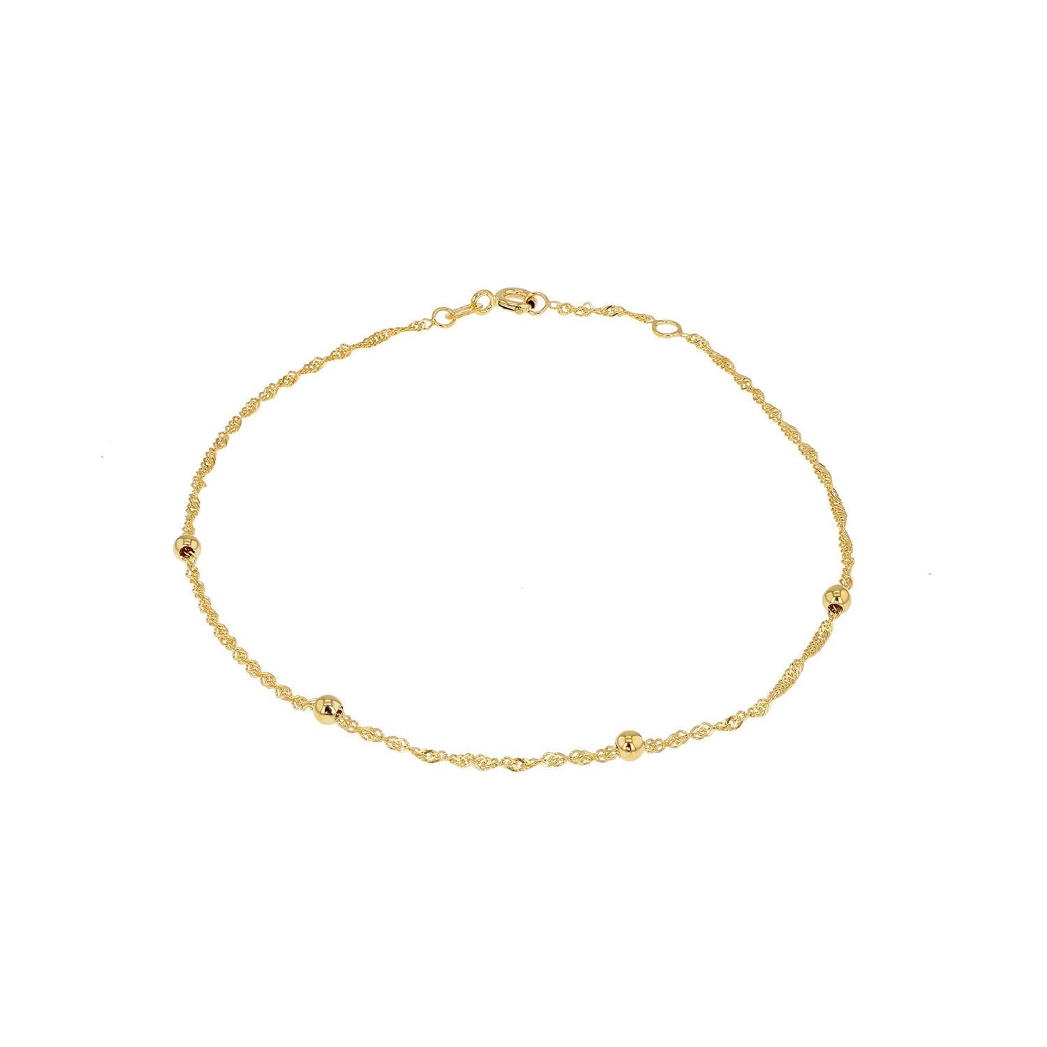 9ct Yellow Gold Solid Ball Twist Necklace 45cm
