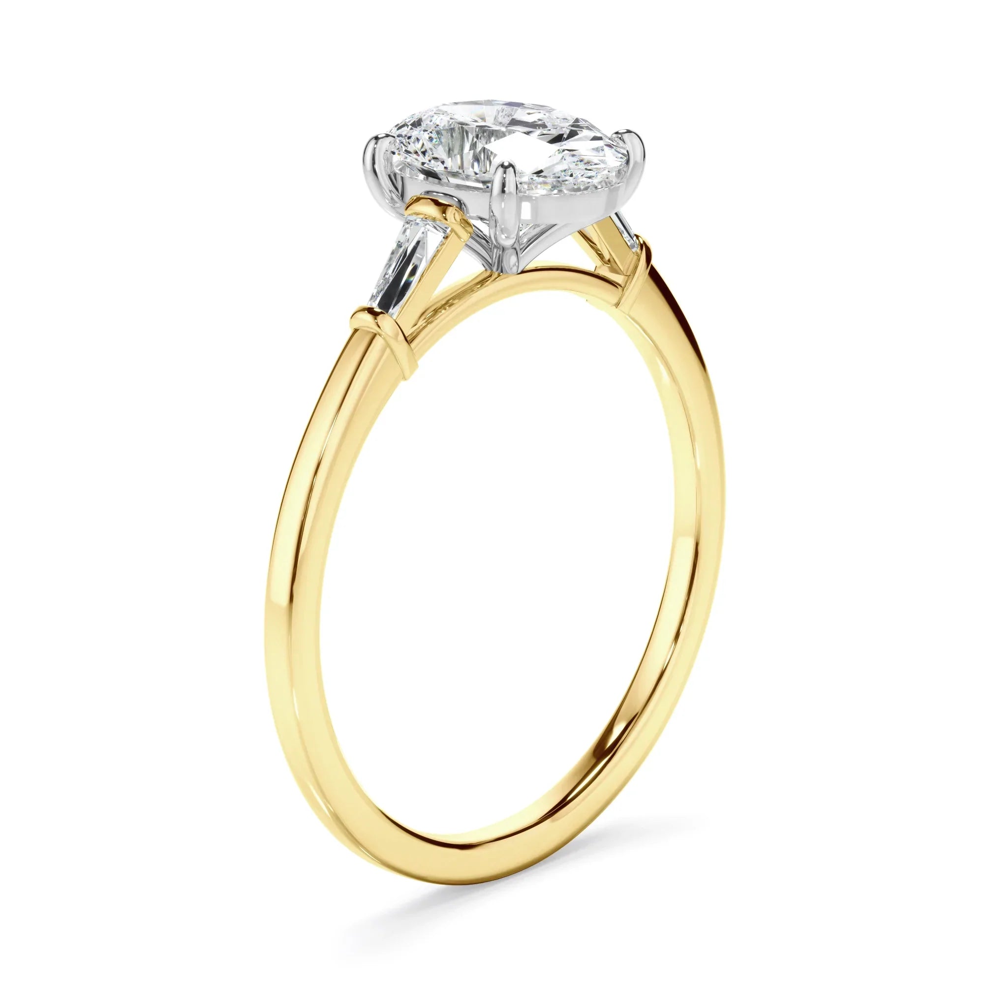 Oval Cut Diamond Engagement Ring With Baguette Sides