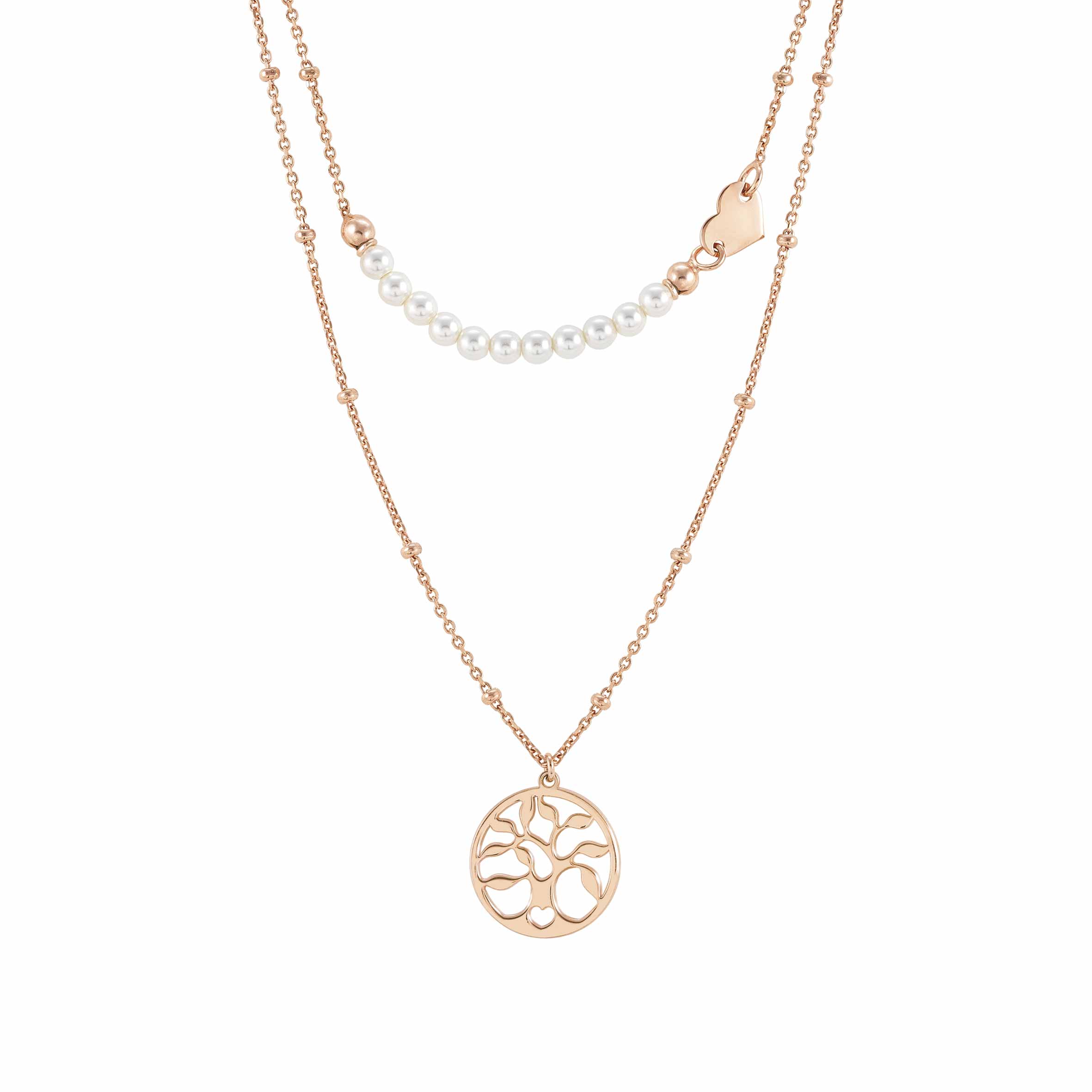 Nomination Melodie White Crystal Pearl Necklace 147711/063 With Rose Gold Tree