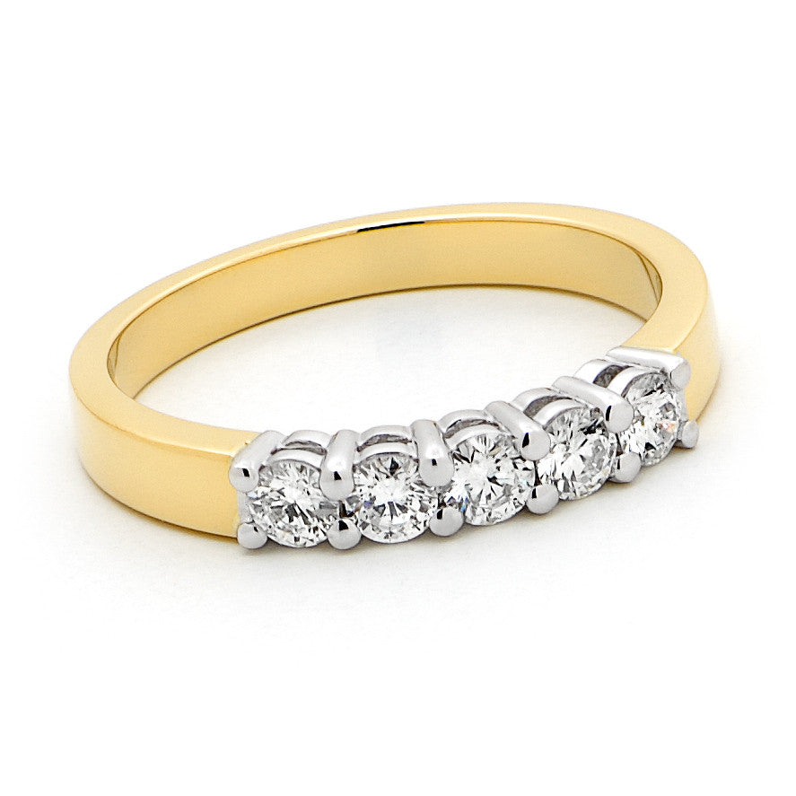 18ct Yellow Gold 0.50ct Diamond 5 Stone Anniversary Ring