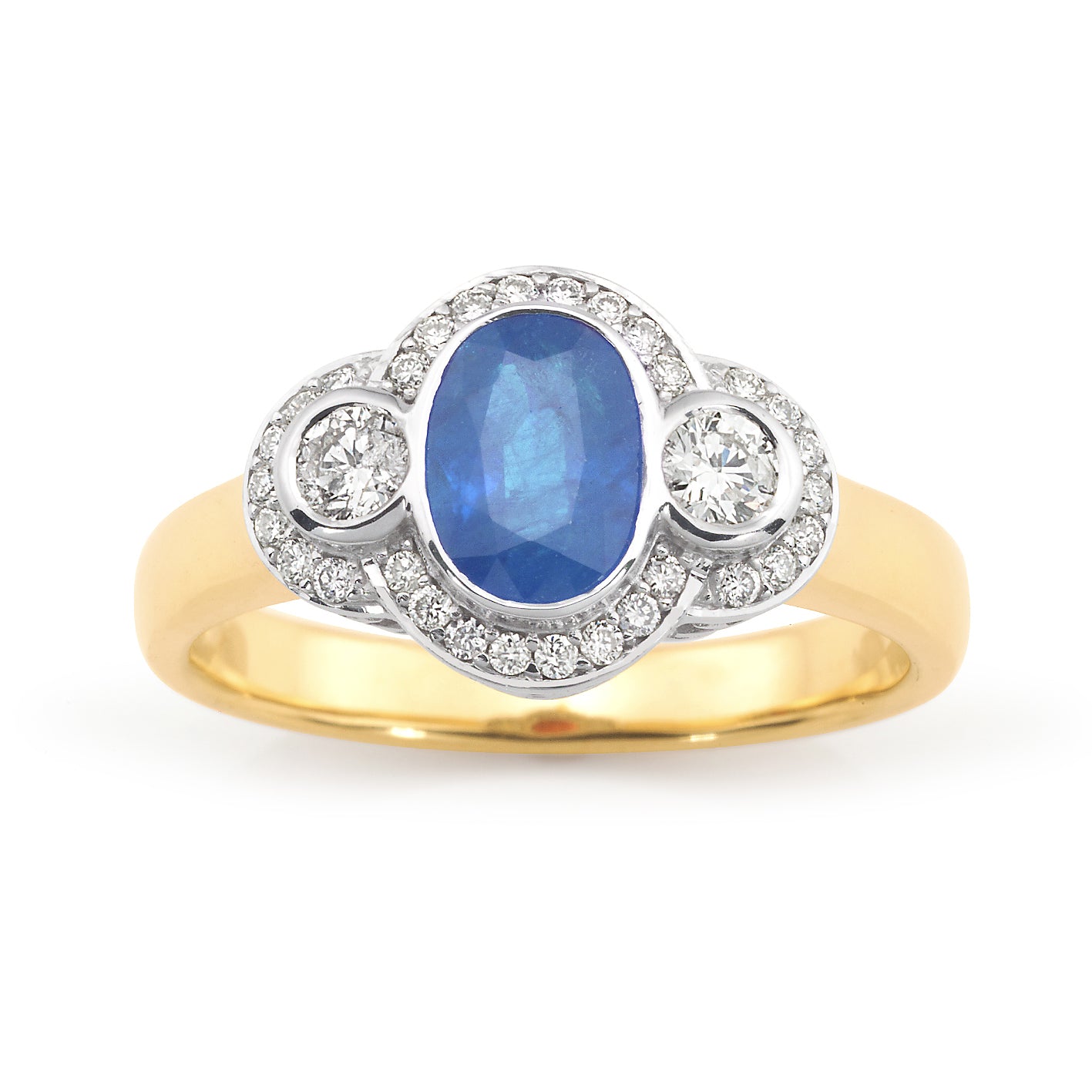 Harriette' Ceylon Sapphire & Diamond Ring in 9ct Yellow & White Gold