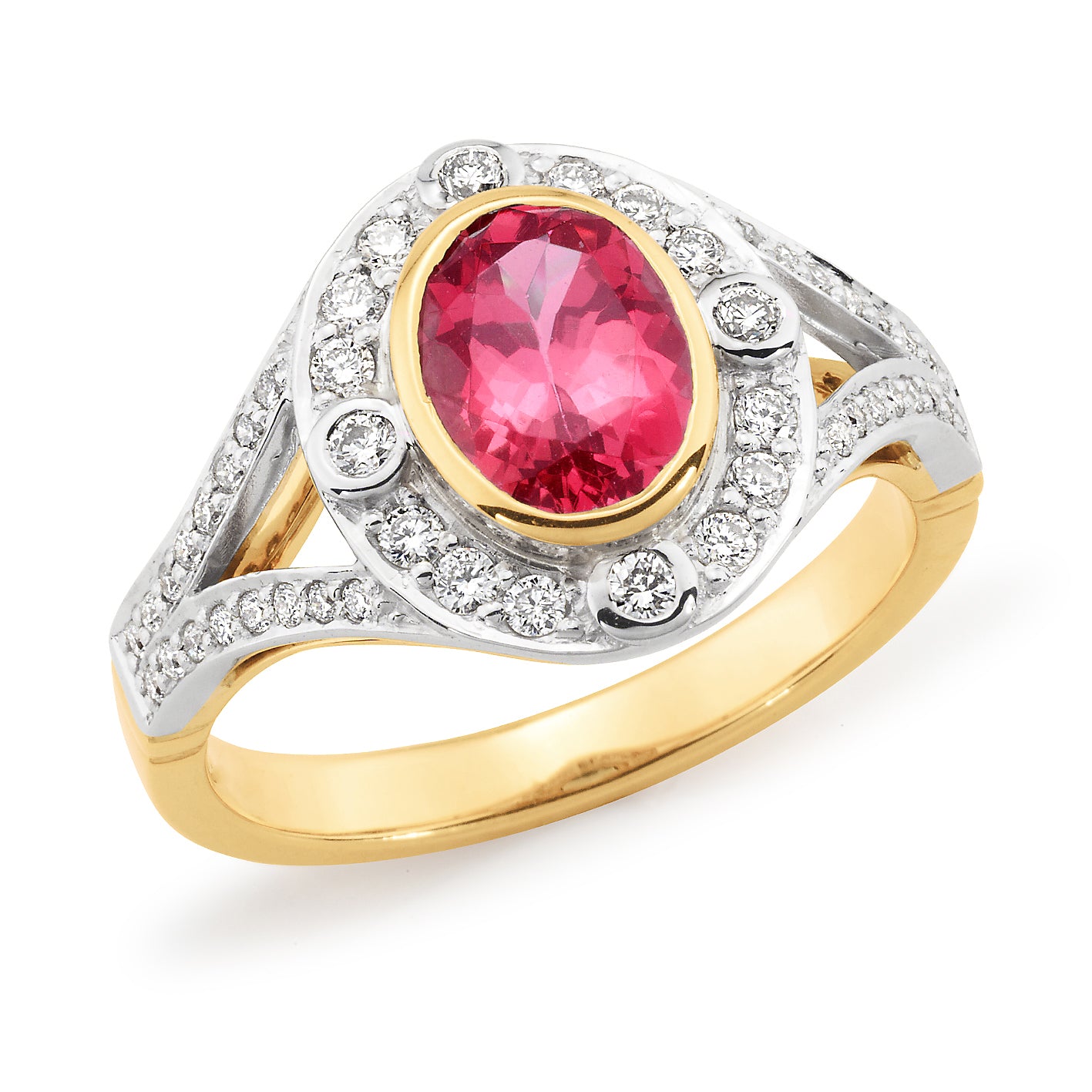 Stella' Ruby & Diamond Ring in 9ct Yellow & White Gold