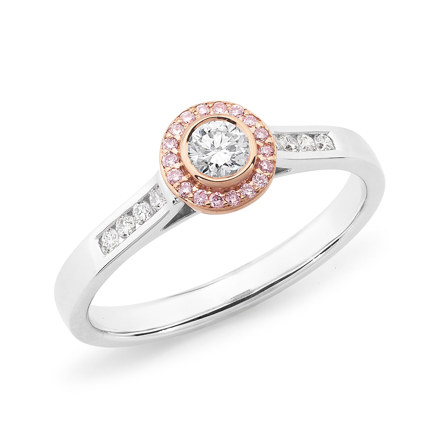 18ct White Gold Round Brilliant Cut Diamond Halo Engagement Ring