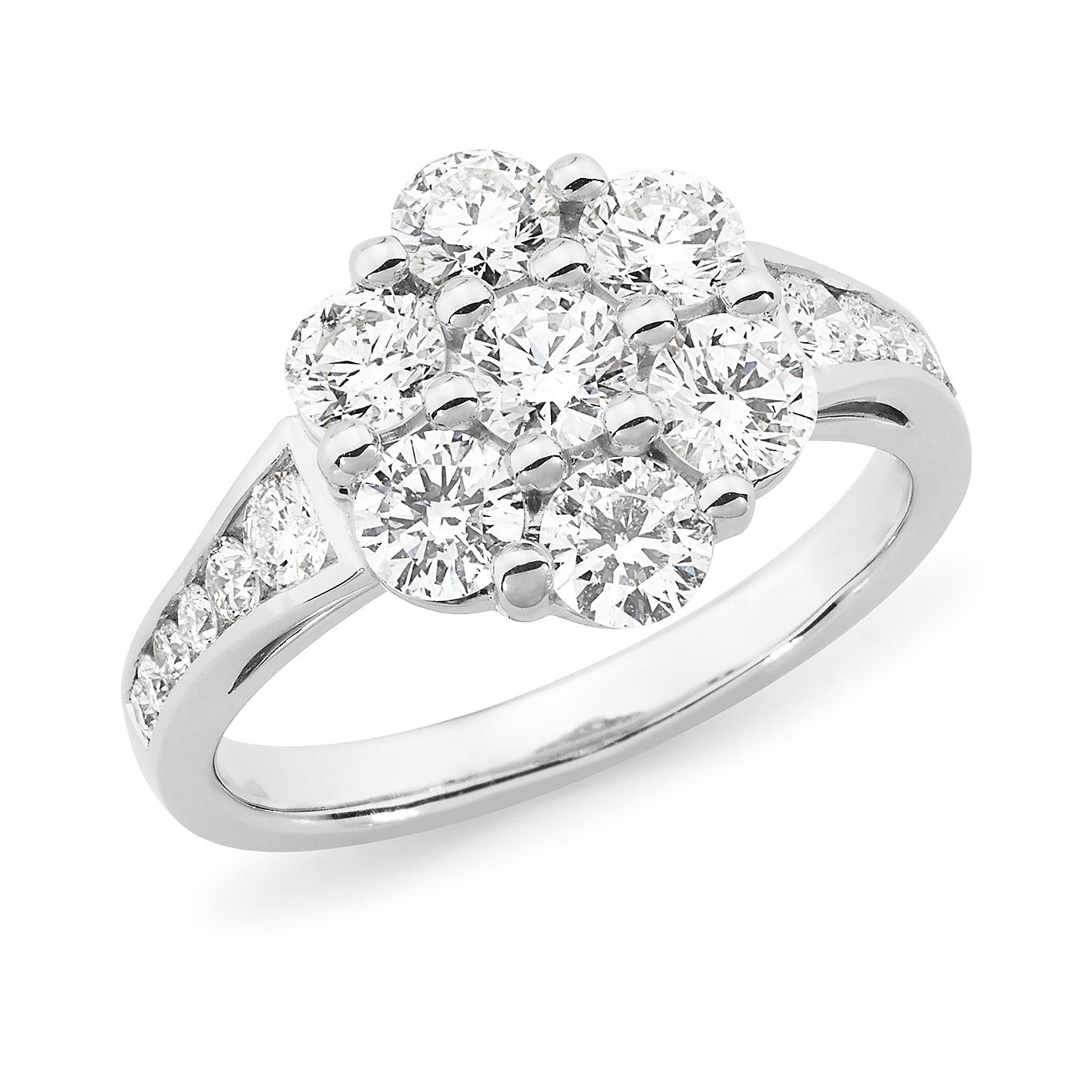 18ct White Gold Diamond Cluster Dress Ring