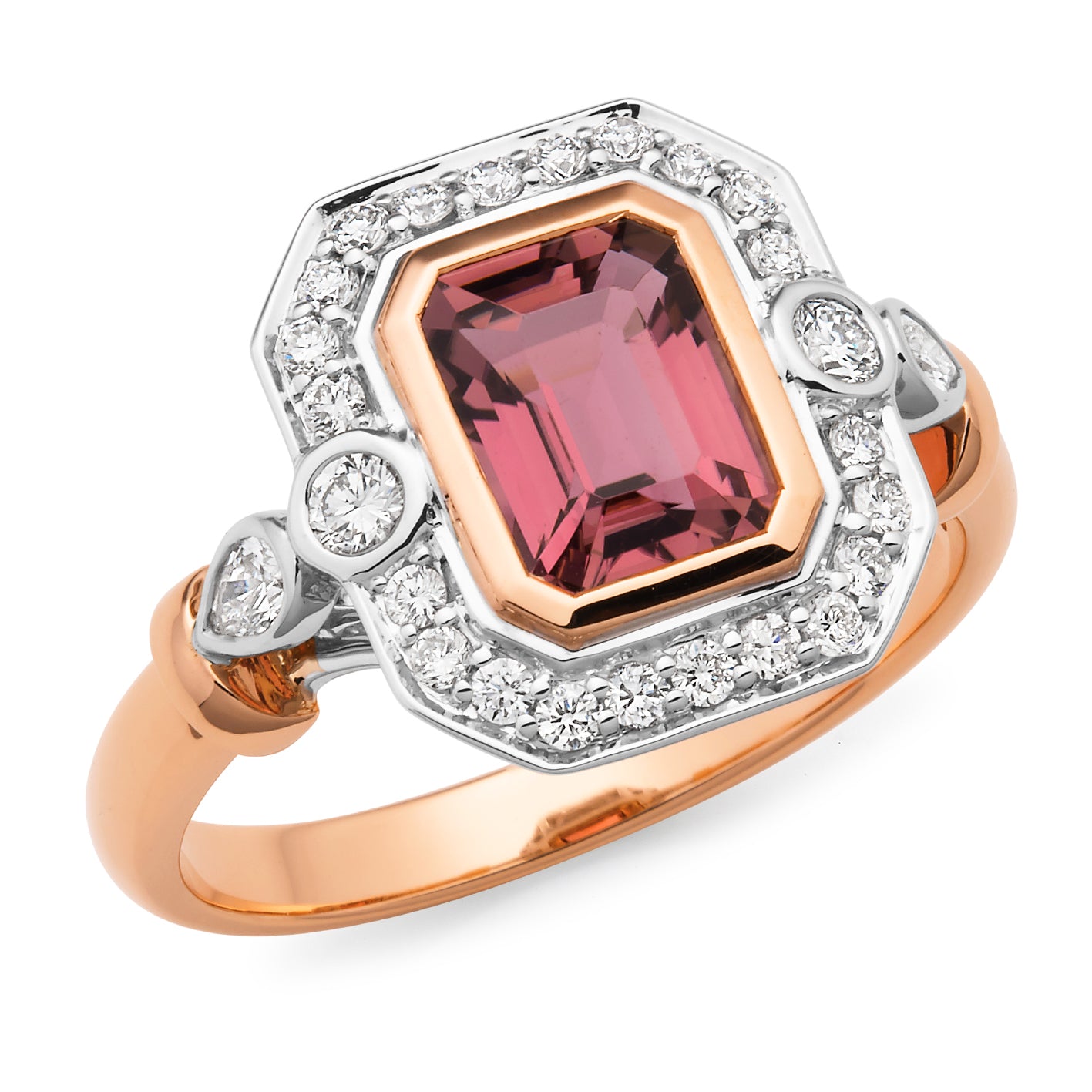 Maddison' Pink Tourmaline & Diamond Ring in 18ct Rose & White Gold