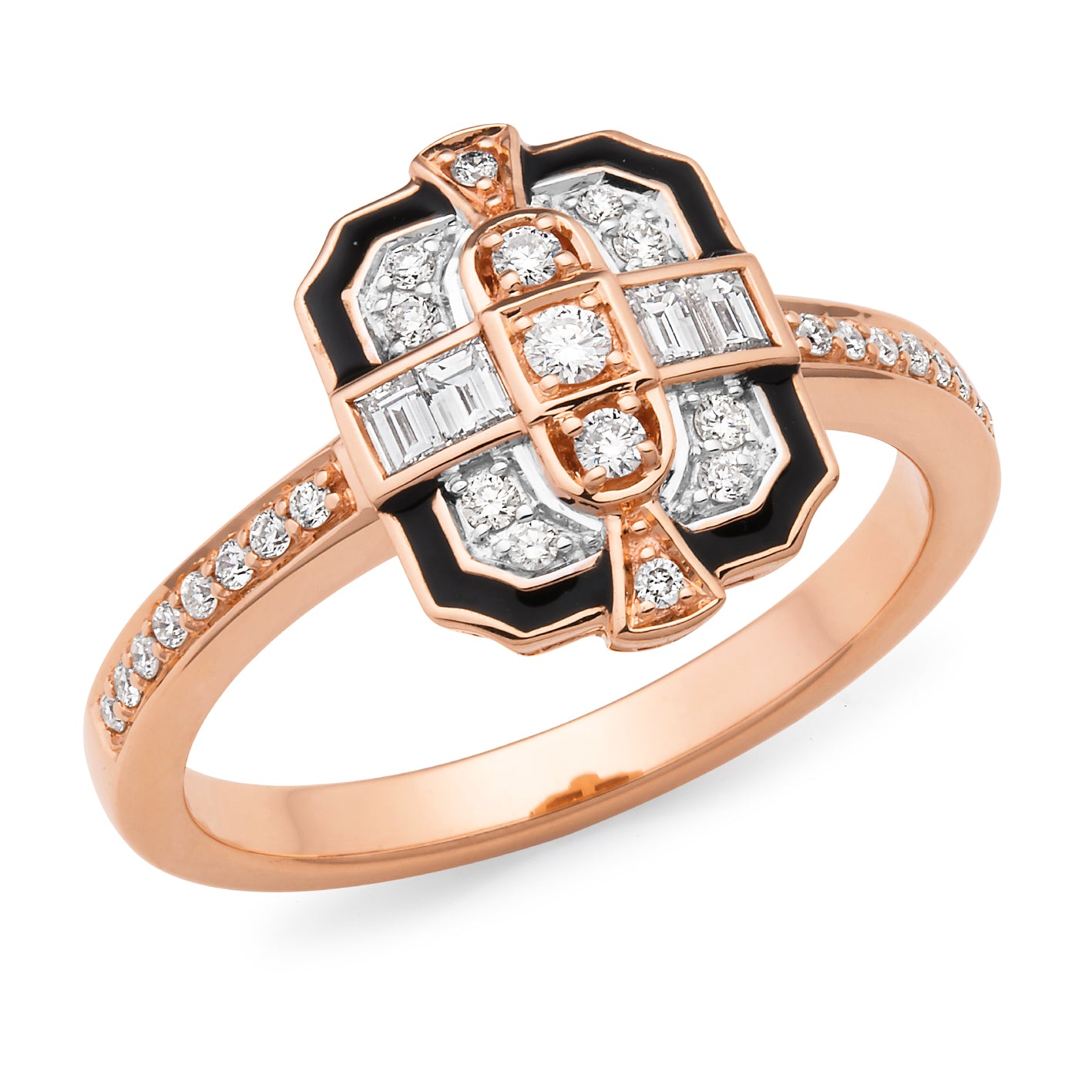 Estelle' Art Deco Style Diamond Ring in 9ct Rose Gold