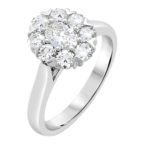 18ct White Gold 'Michelle' Oval Cut Diamond Halo Ring