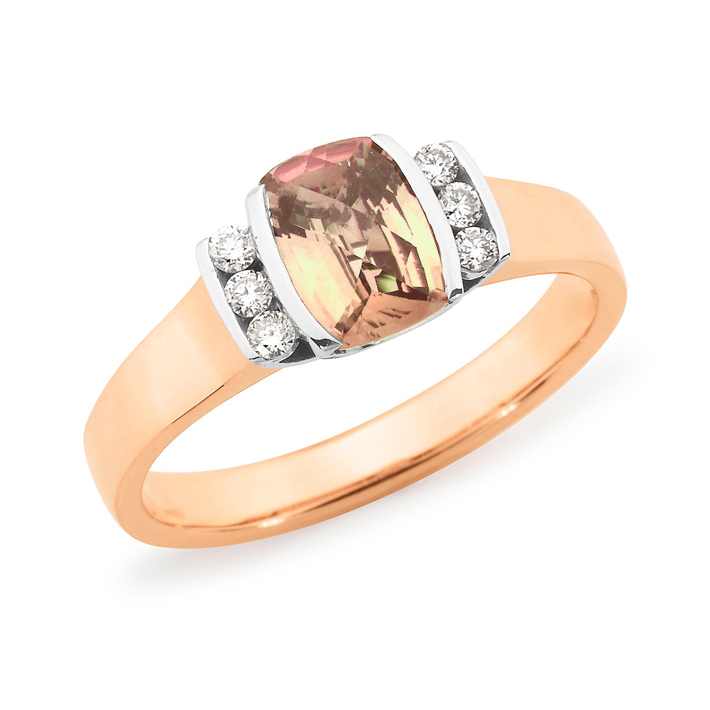 Chloe' Morganite & Diamond Ring in 9ct Rose Gold
