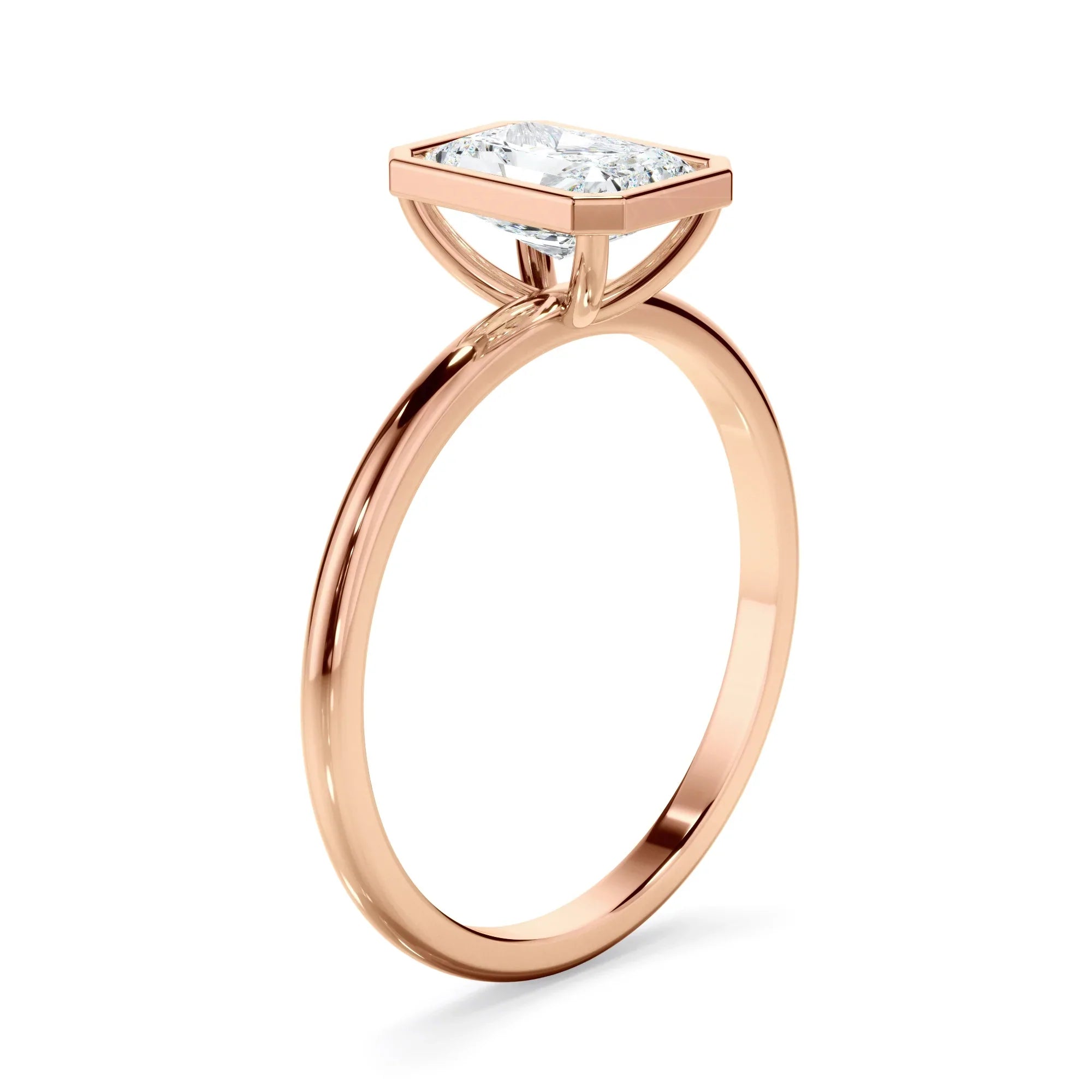 Radiant Cut Diamond Solitaire Bezel Set Engagement Ring