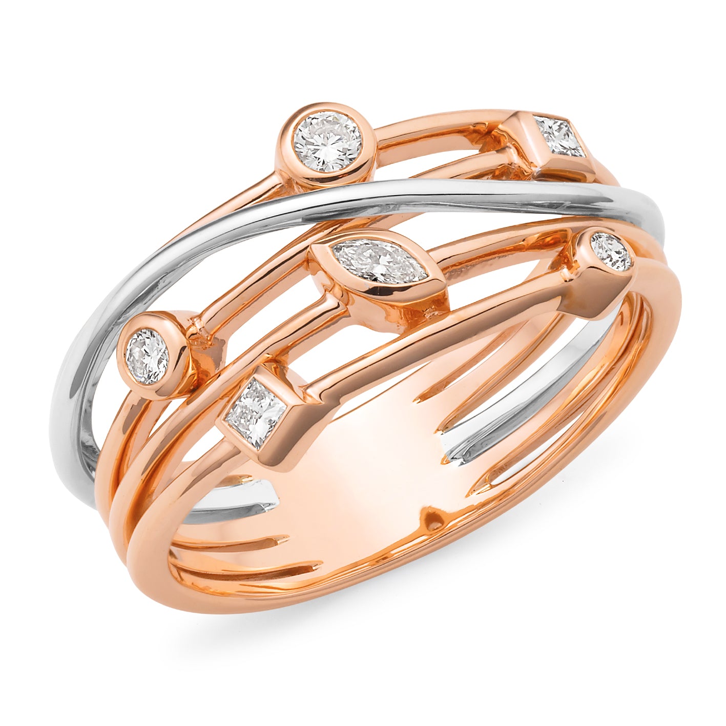 Ellen' Diamond Ring in 9ct Rose & White Gold