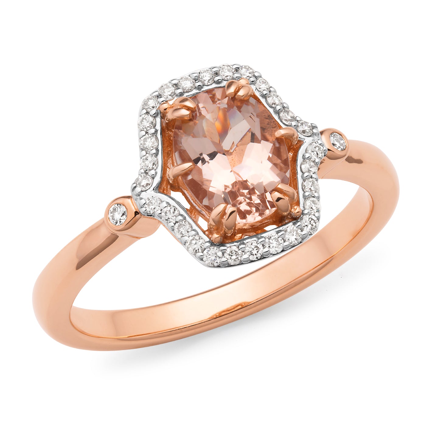 Winsome' Morganite & Diamond Ring in 9ct Rose Gold