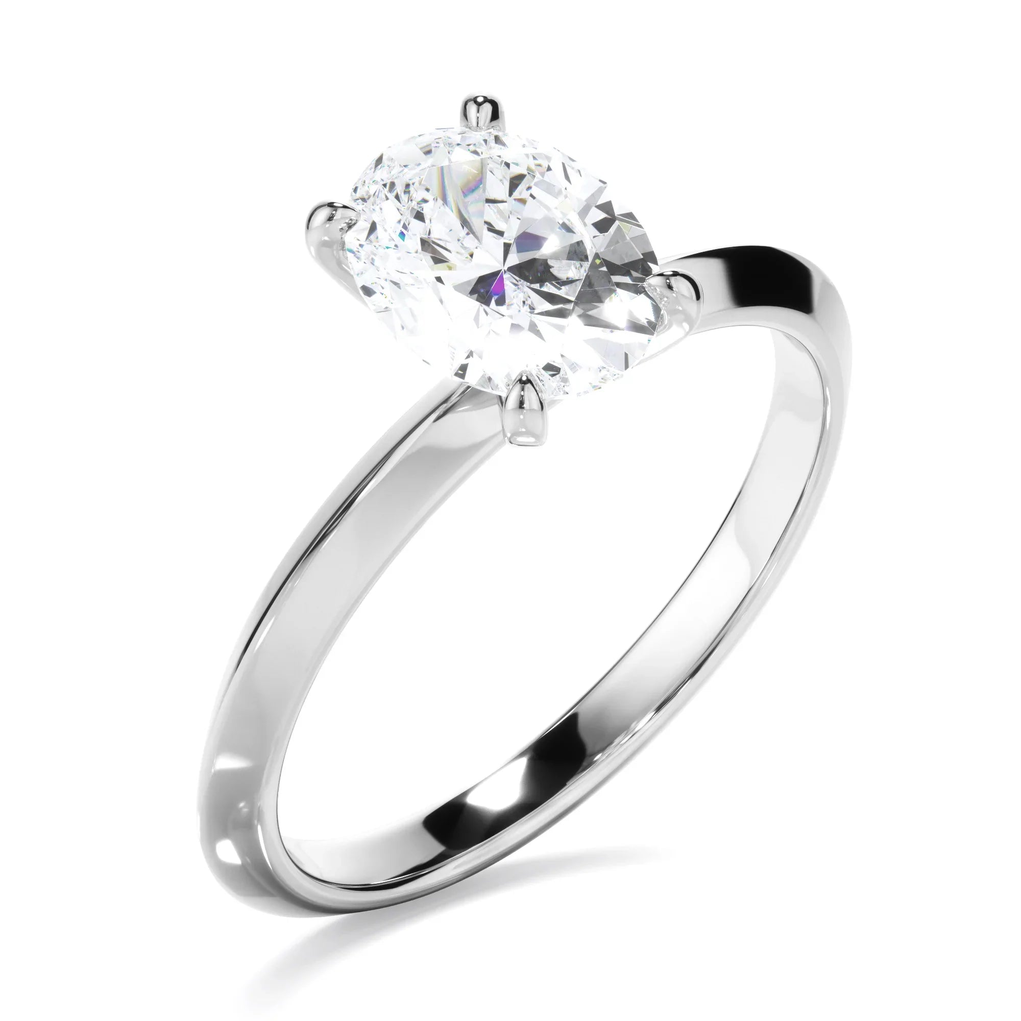 Oval Cut Diamond Solitaire Knife Edge Engagement Ring