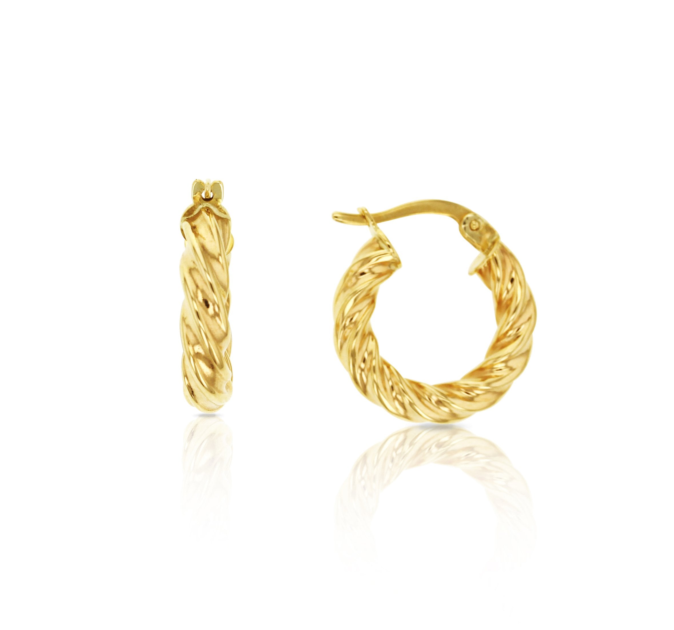 9ct yellow gold twist hoop earrings