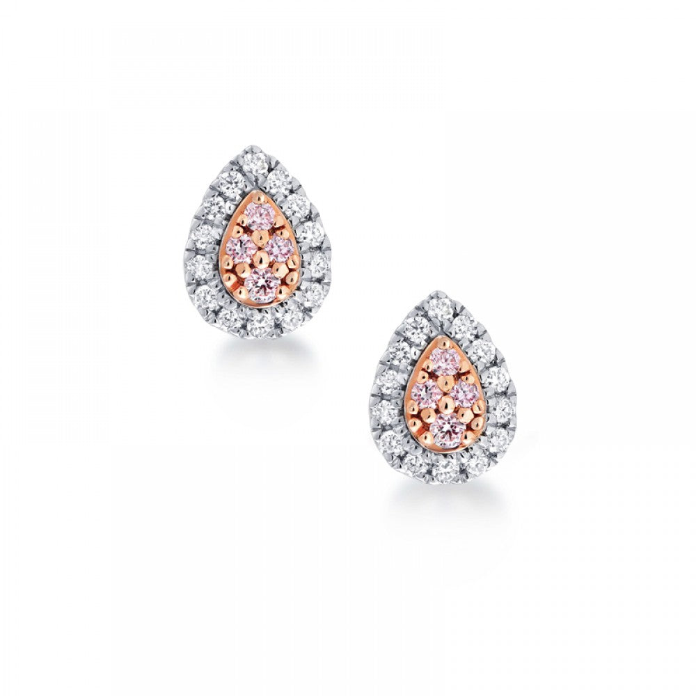 Blush Pink Pear Cluster Pink Argyle Diamond Earrings
