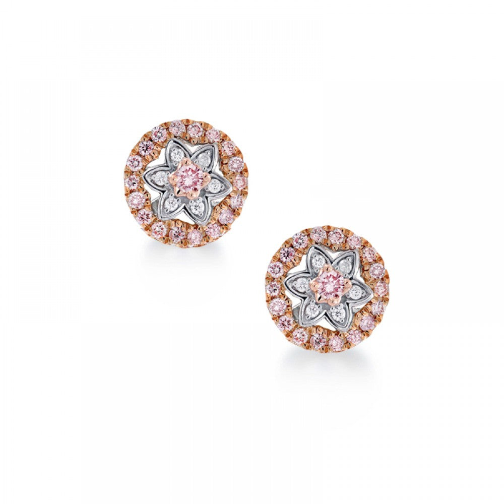 Blush Pink Flower Cluster Pink Argyle Diamond Earrings