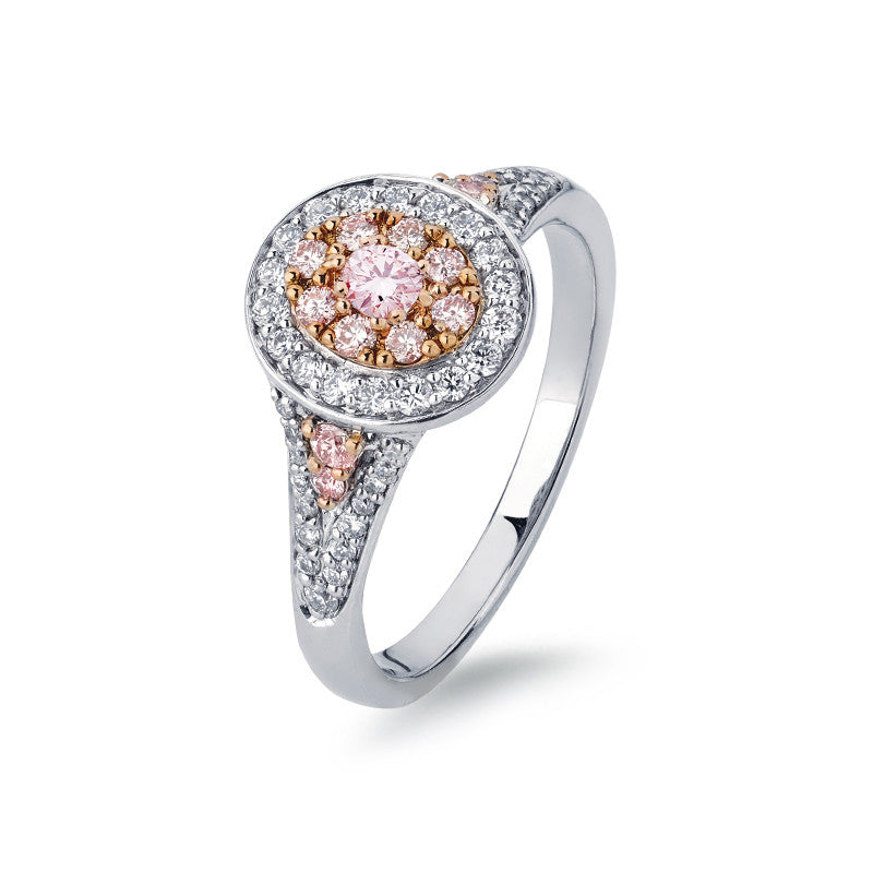 Blush Pink Oval Cluster Pink Argyle Diamond Ring