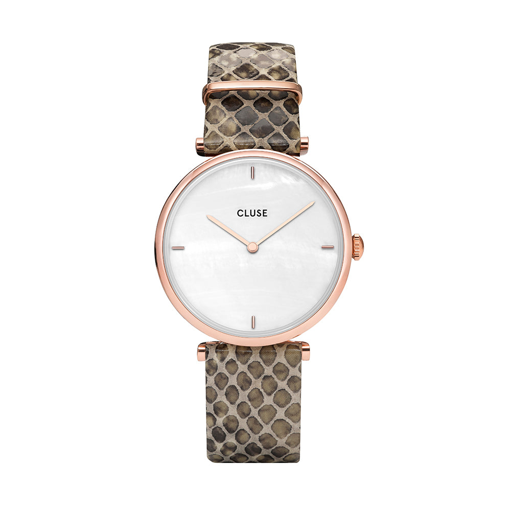 Cluse - Triomphe Rose Gold, White Pearl & Soft Almond Python Watch