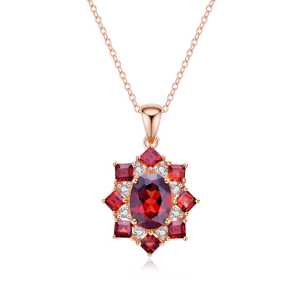 9ct Rose Gold Garnet & Diamond Pendant