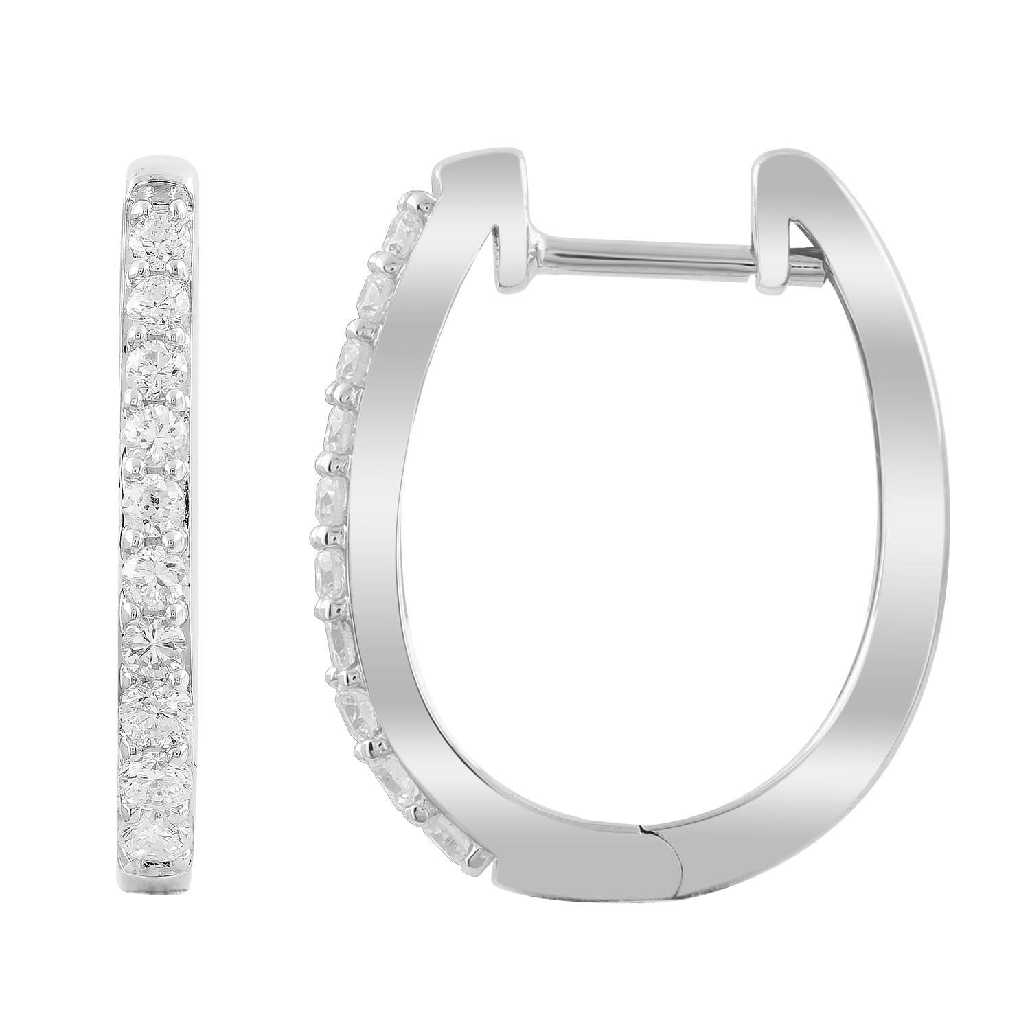 Huggie Earrings with 0.33ct Diamonds in 9K White Gold