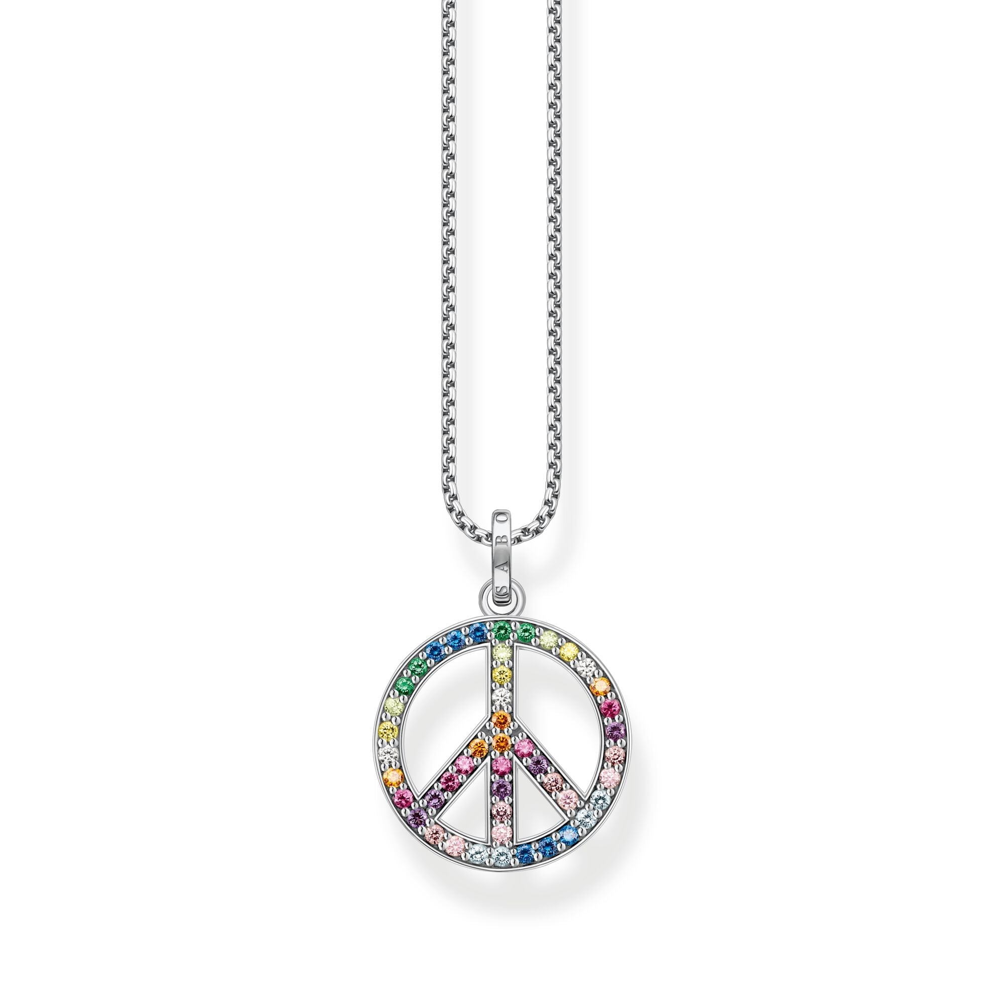 THOMAS SABO Necklace with Pendant Peace-Sign Silver Blackened