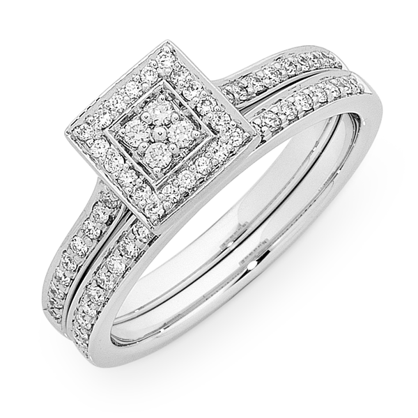 9ct White Gold Diamond Bridal Set