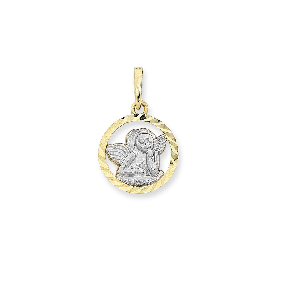 9ct Yellow Gold Two Tone Angel Pendant