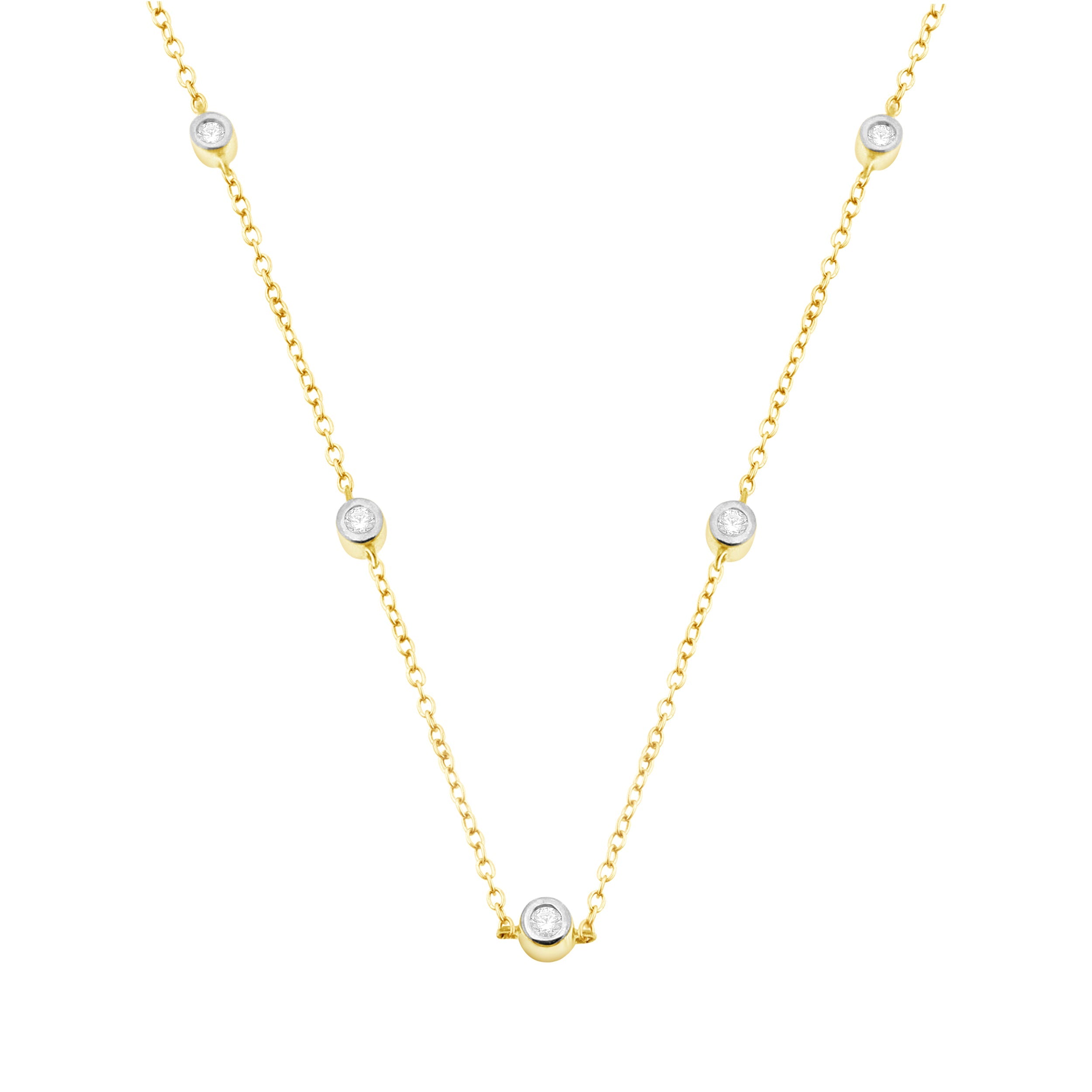 9ct Yellow  Gold 0.07ct Diamond Necklet