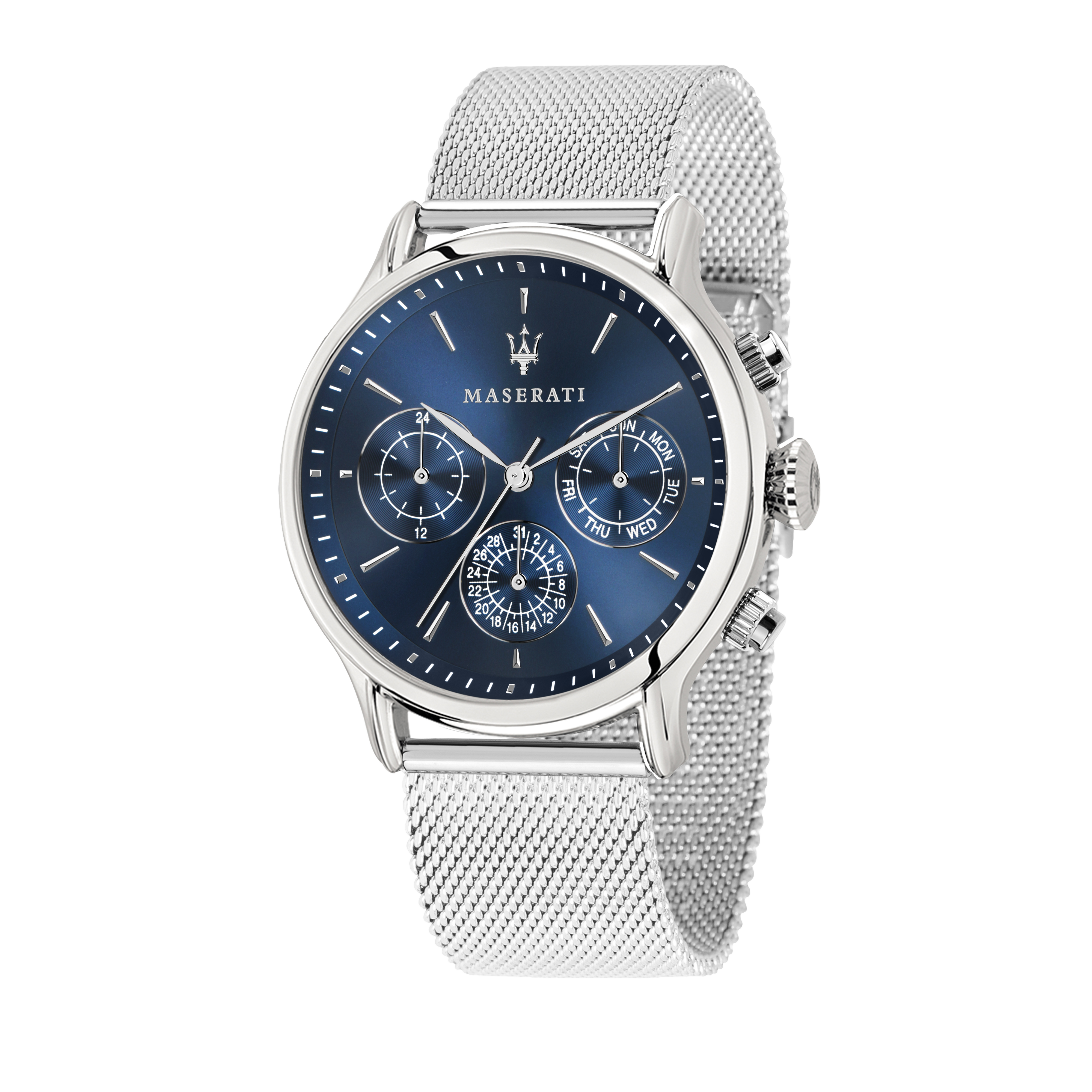 Maserati EPOCA 42mm Blue Dial SIlver Mesh Watch